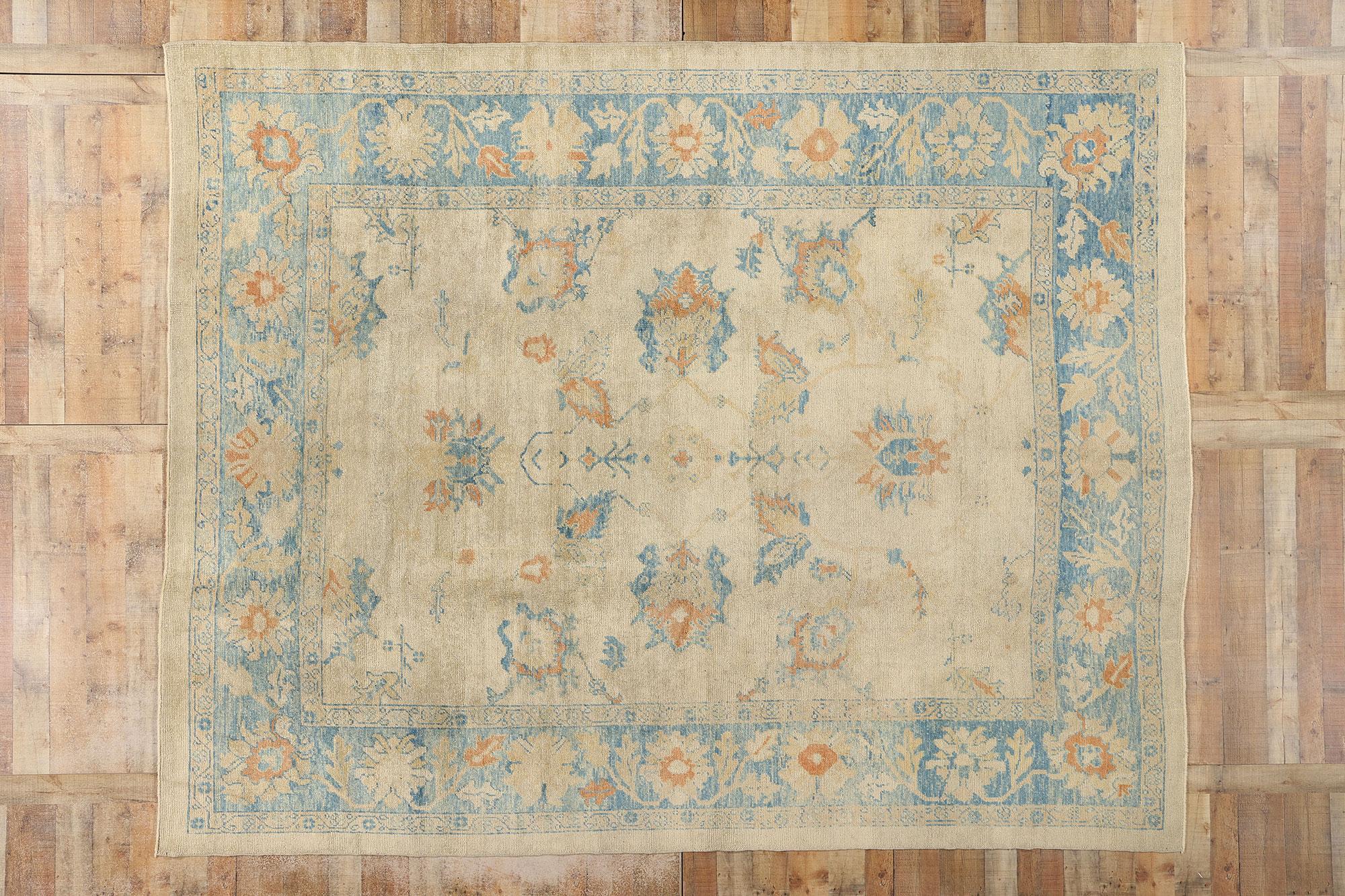 New Contemporary Turkish Oushak Rug with Rustic Coastal Style For Sale 4