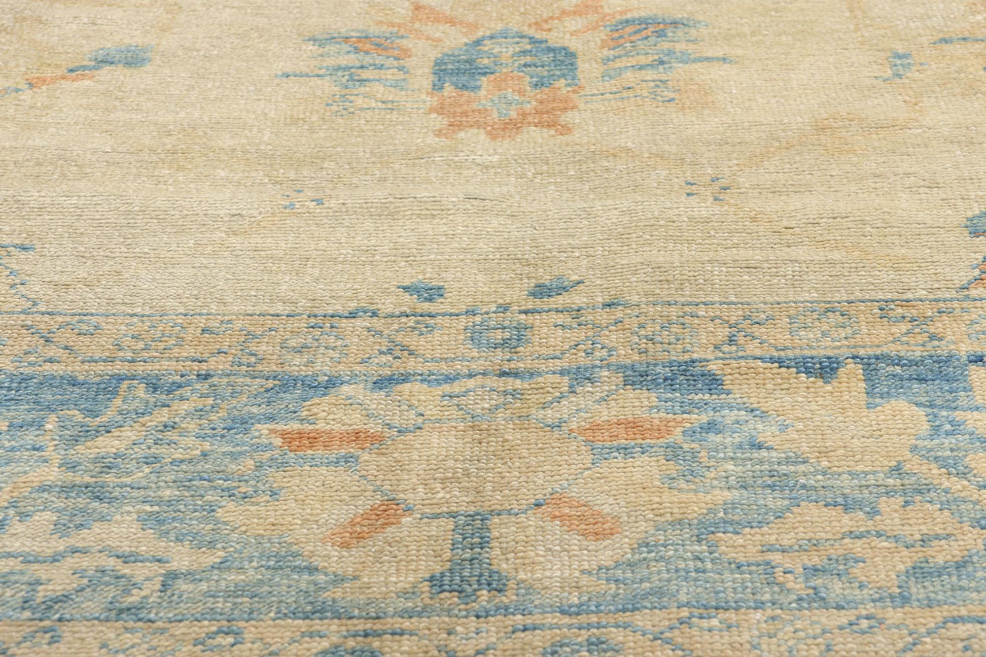 New Contemporary Turkish Oushak Rug with Rustic Coastal Style In New Condition For Sale In Dallas, TX