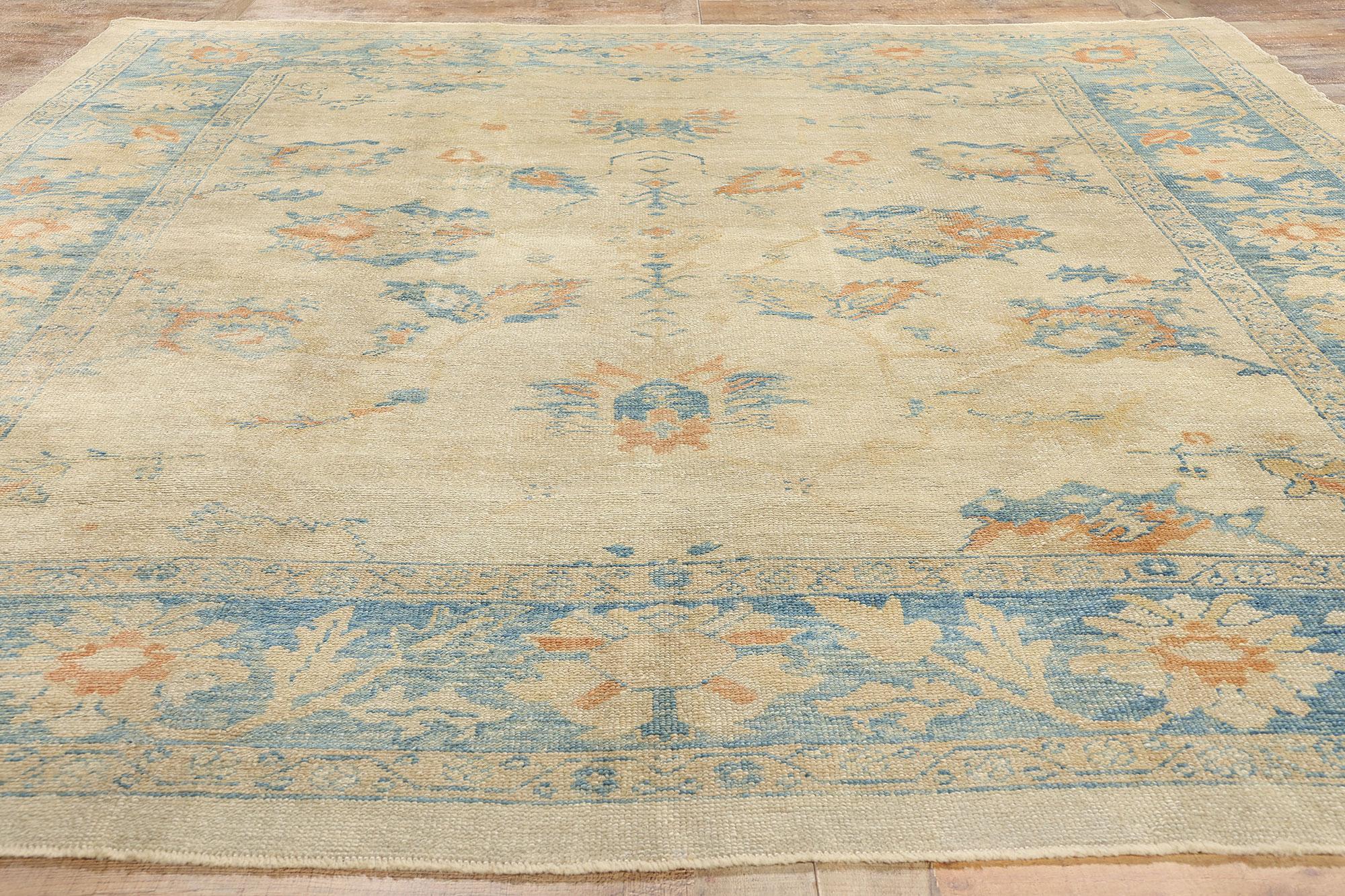 New Contemporary Turkish Oushak Rug with Rustic Coastal Style For Sale 3