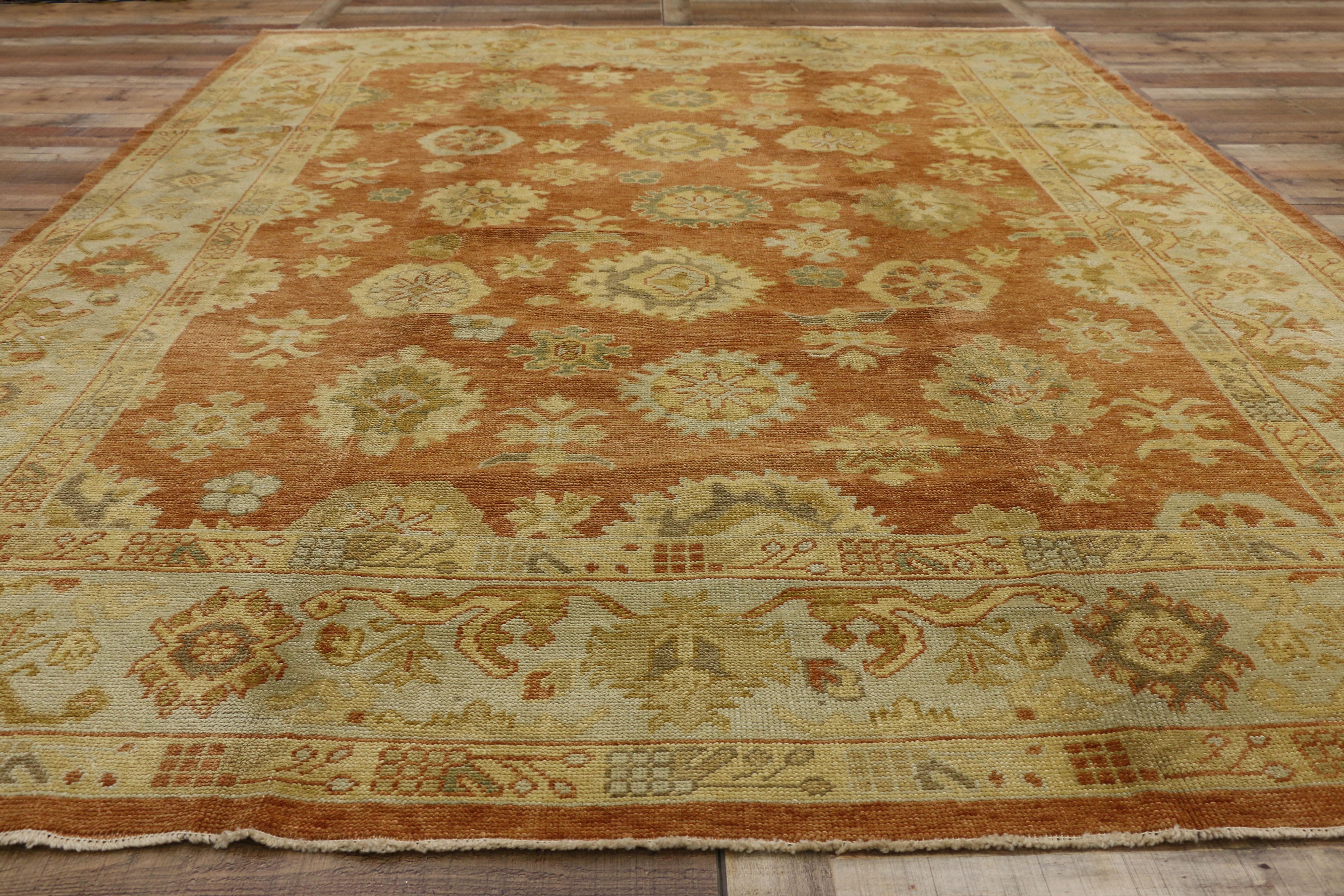 New Contemporary Turkish Oushak Rug with Rustic Tuscan Style For Sale 1