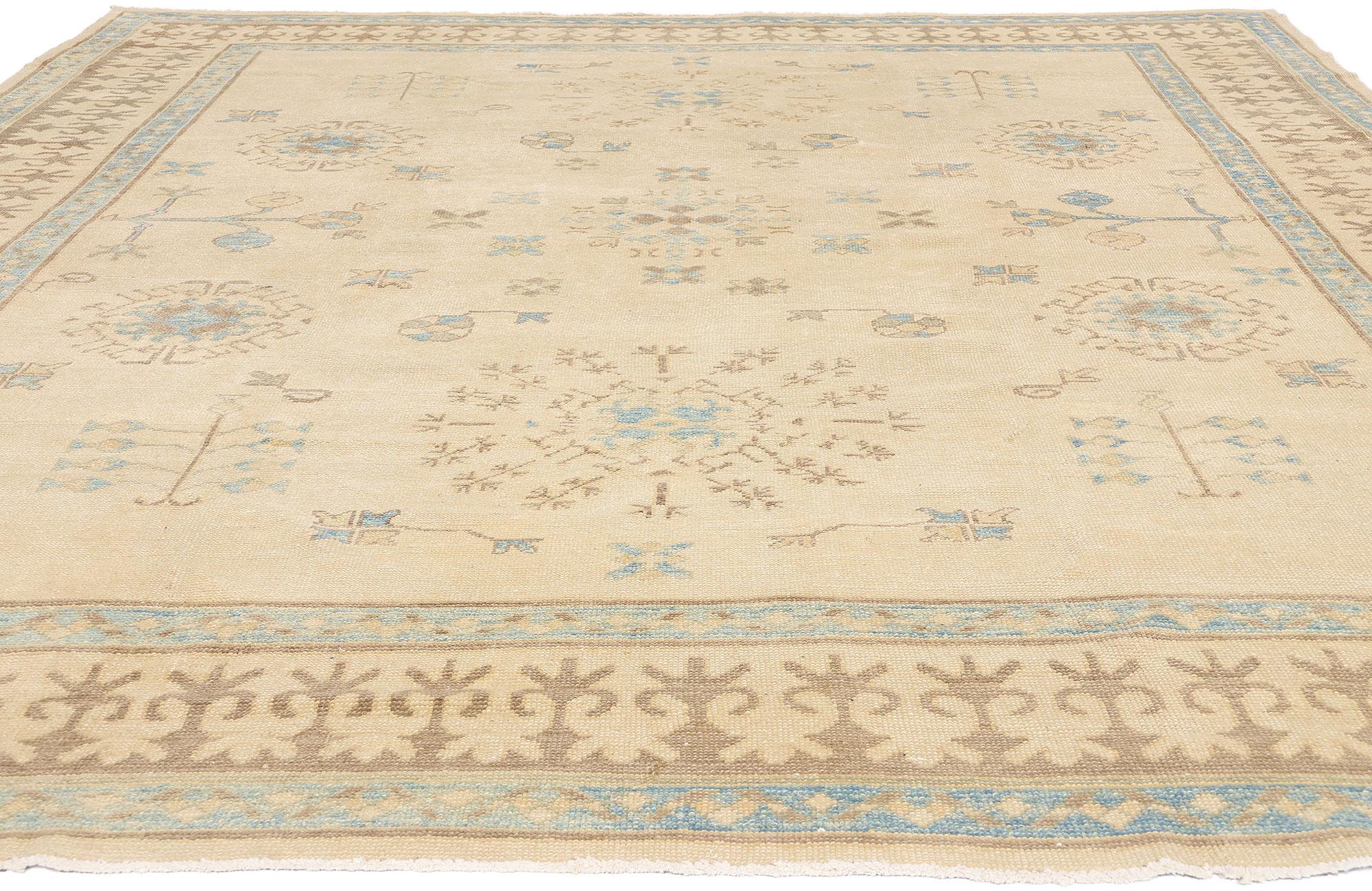 Hand-Knotted New Contemporary Turkish Oushak Rug with Traditional Style For Sale