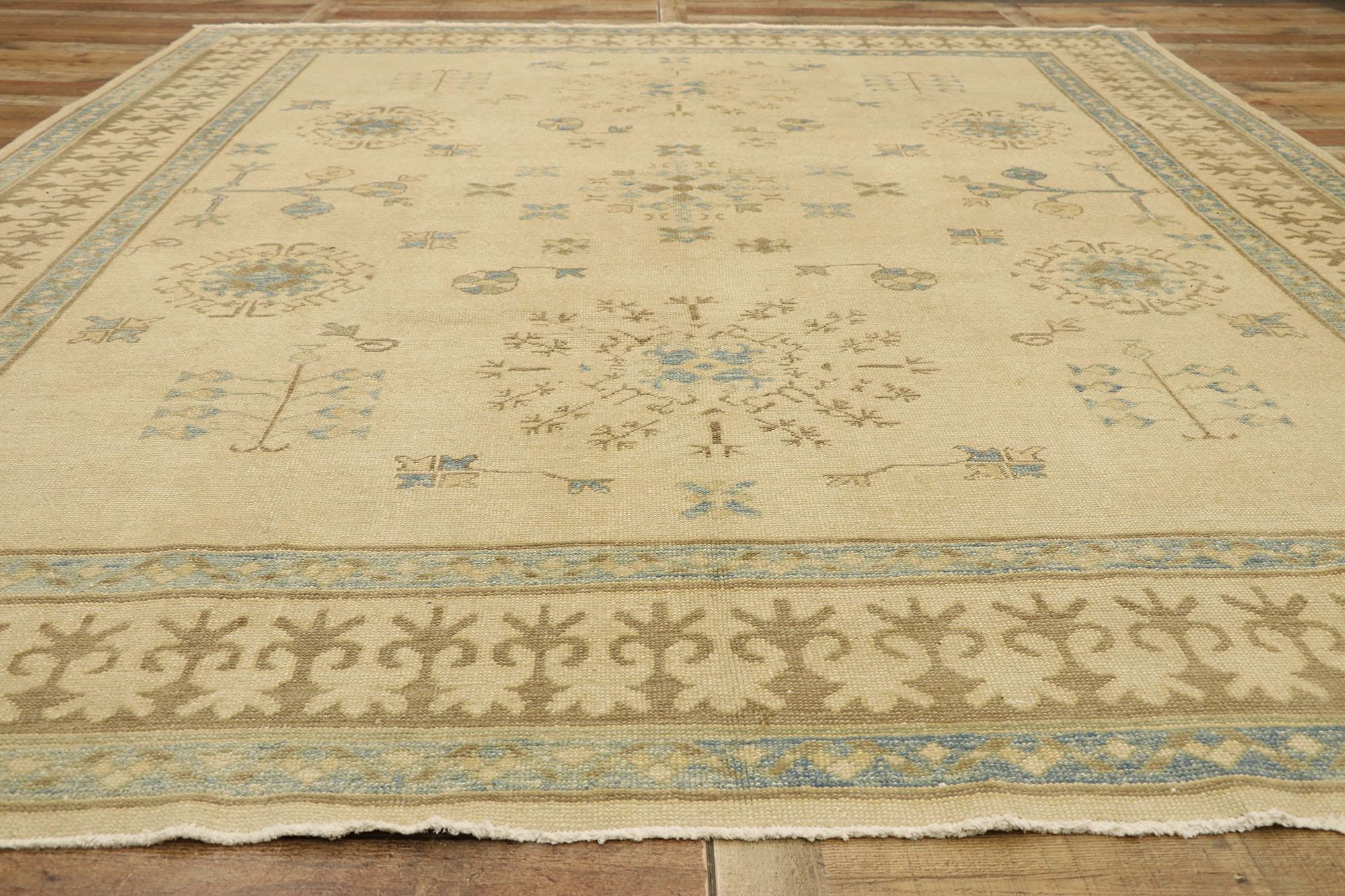 New Contemporary Turkish Oushak Rug with Transitional Coastal Cottage Style For Sale 2