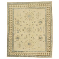 New Contemporary Turkish Oushak Rug with Transitional Coastal Cottage Style