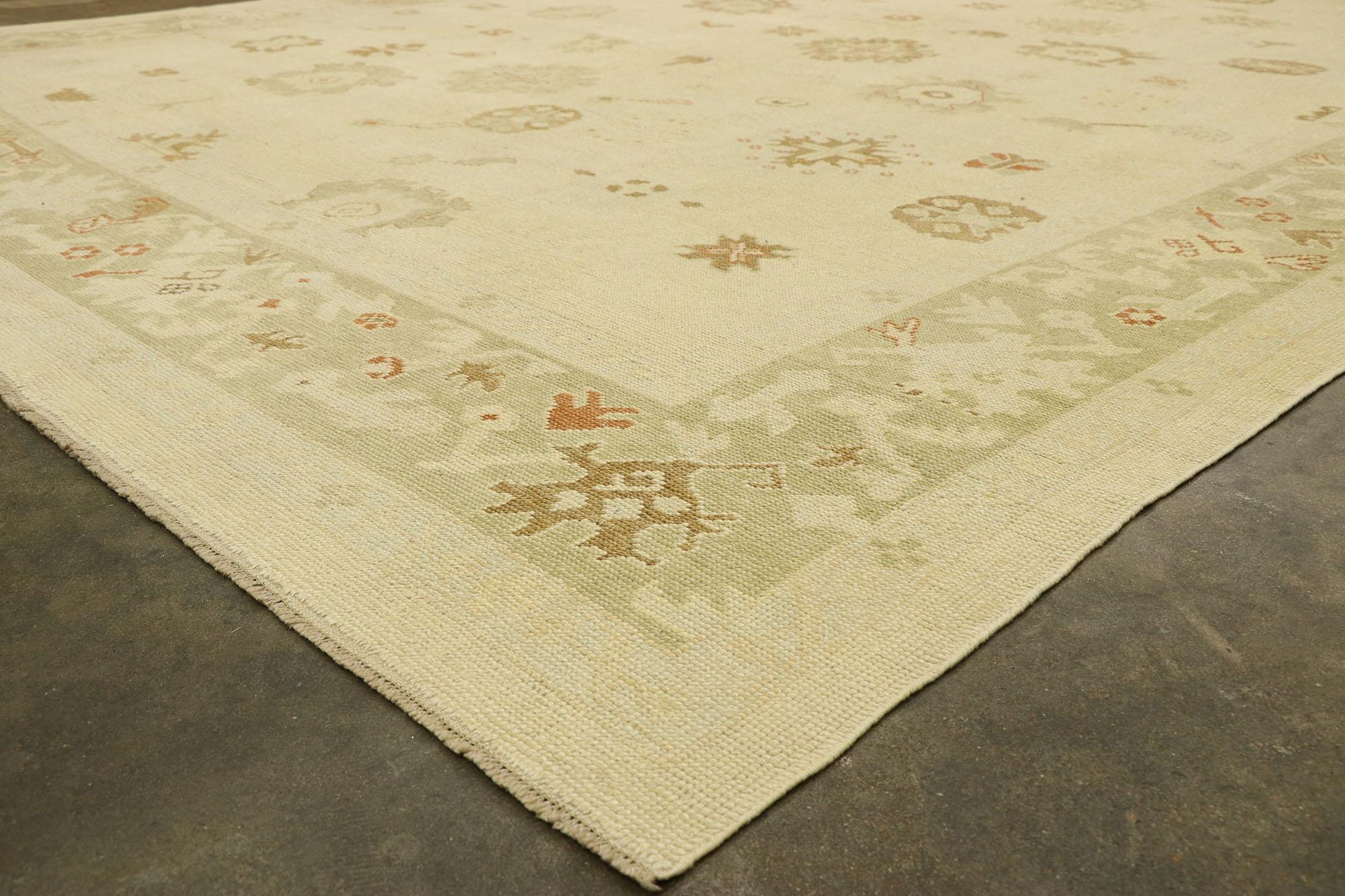 New Contemporary Turkish Oushak Rug with Transitional Cottage Style For Sale 2