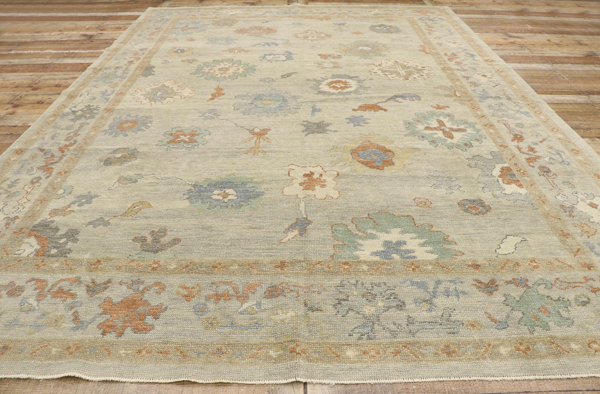 New Contemporary Turkish Oushak Rug with Transitional Modern Style For Sale 2