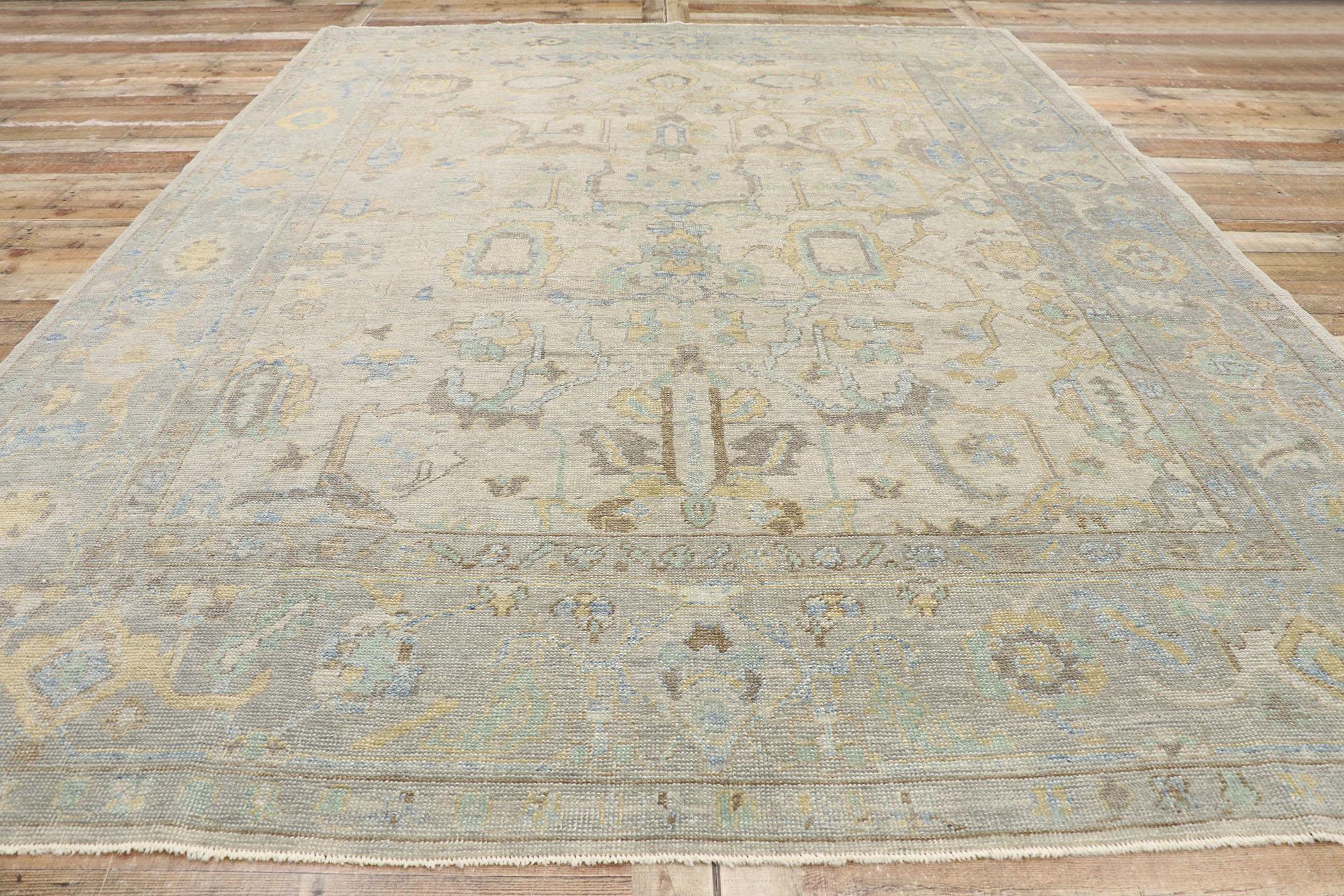 New Contemporary Turkish Oushak Rug with Transitional Modern Style For Sale 2