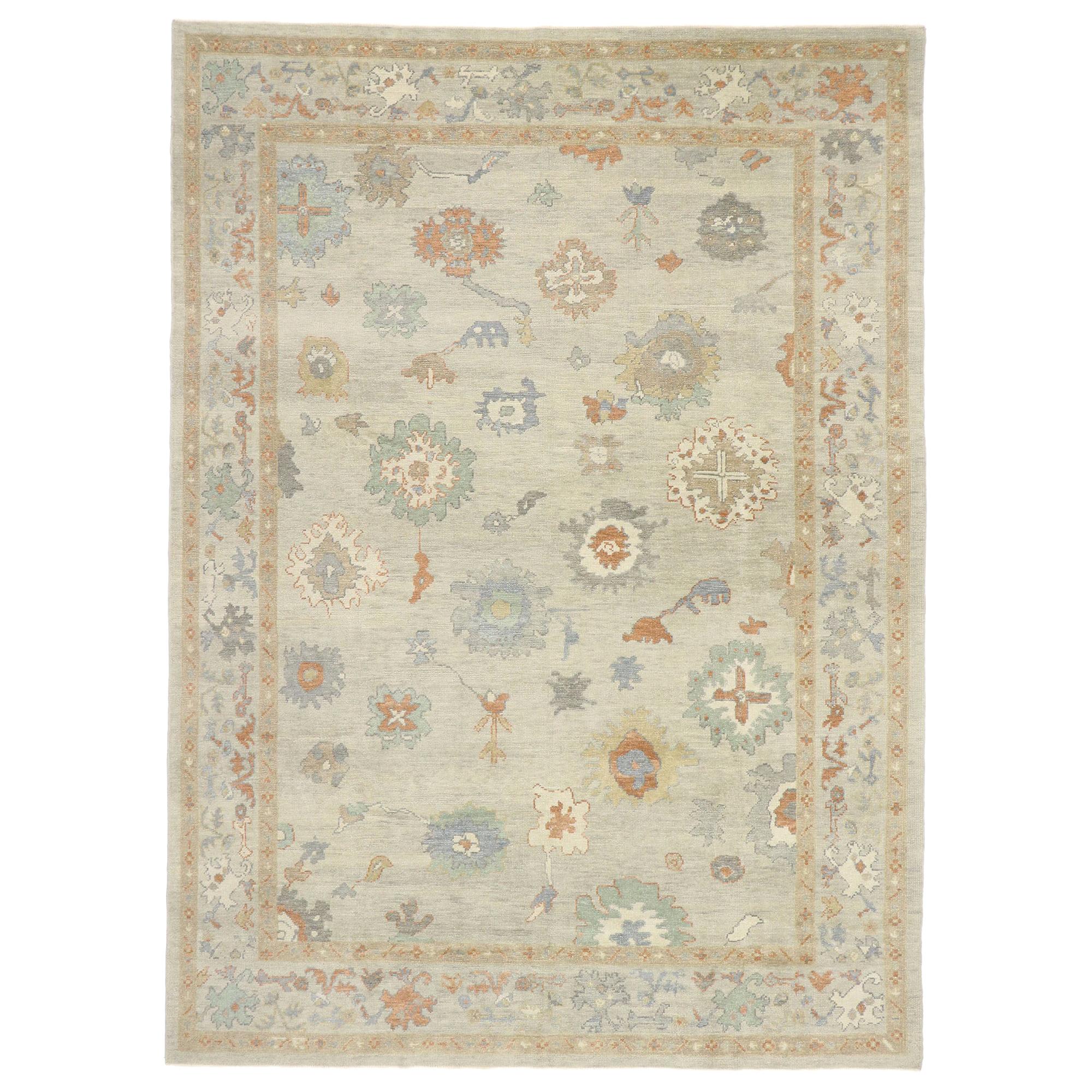 New Contemporary Turkish Oushak Rug with Transitional Modern Style For Sale