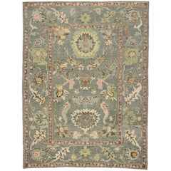 New Contemporary Turkish Oushak Rug with Transitional Modern Victorian Style