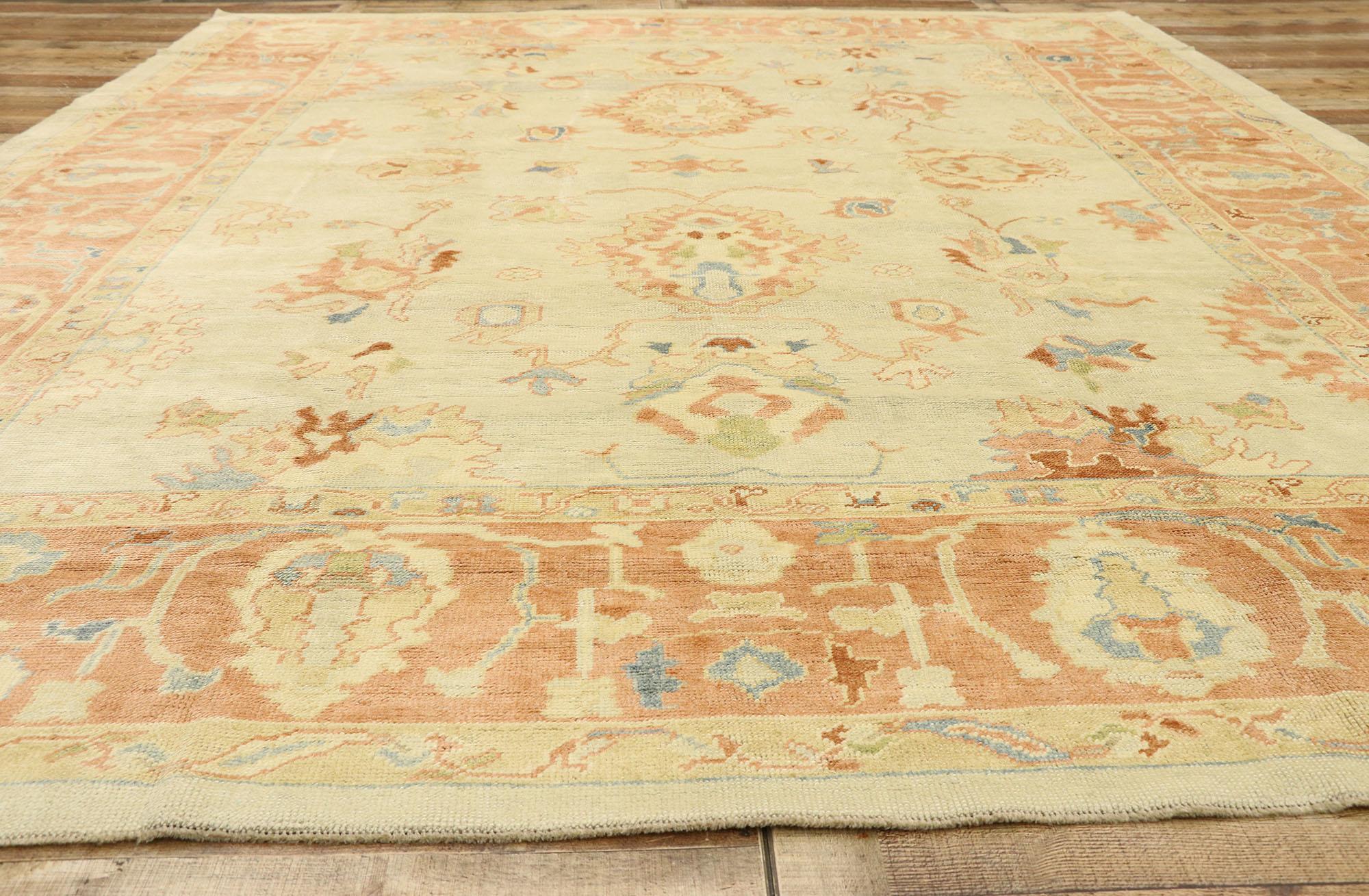 New Contemporary Turkish Oushak Rug with Transitional Spanish Revival Style For Sale 2