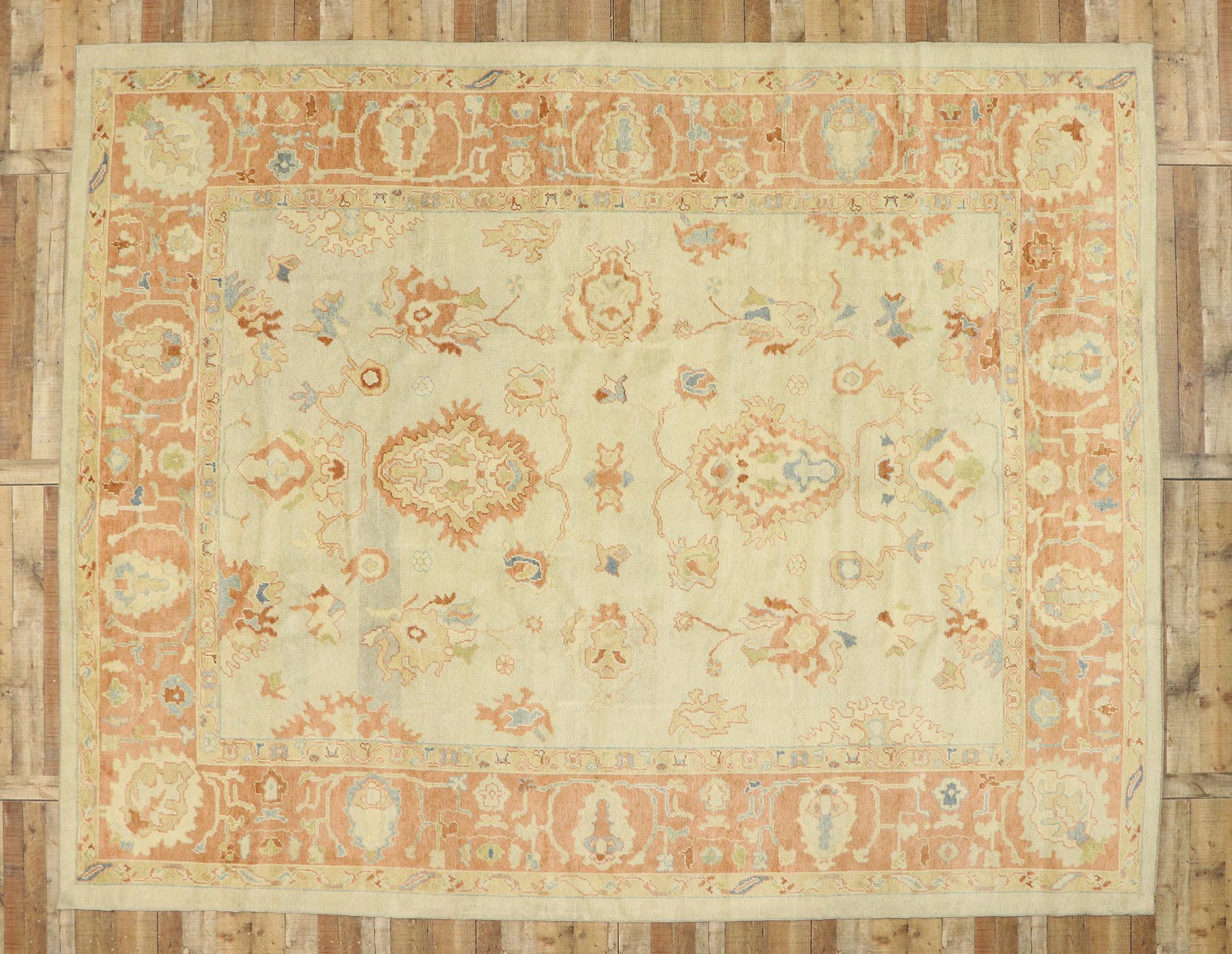 New Contemporary Turkish Oushak Rug with Transitional Spanish Revival Style For Sale 3