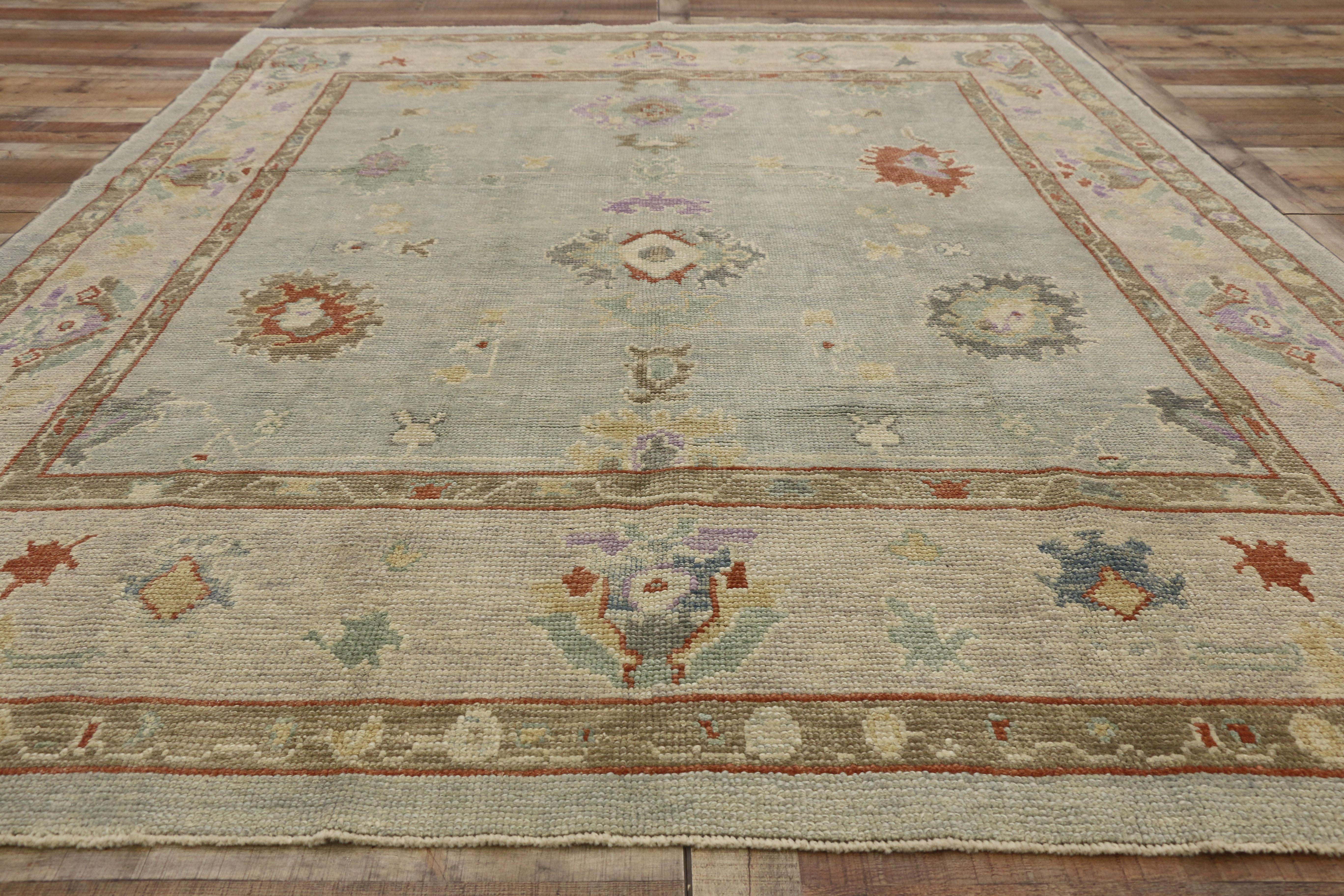 New Contemporary Turkish Oushak Rug with Transitional Style 2