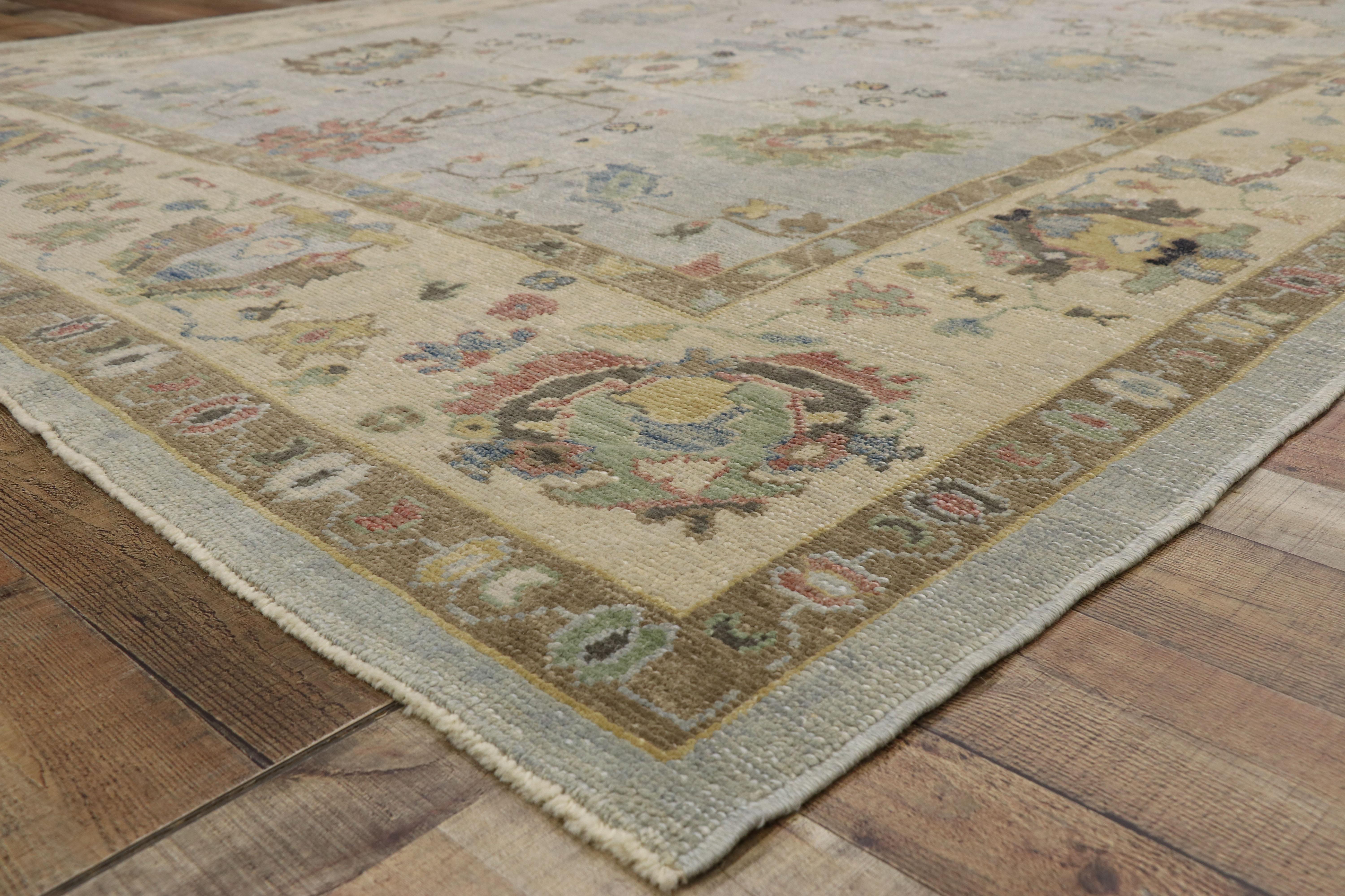 New Contemporary Turkish Oushak Rug with Transitional Style 7