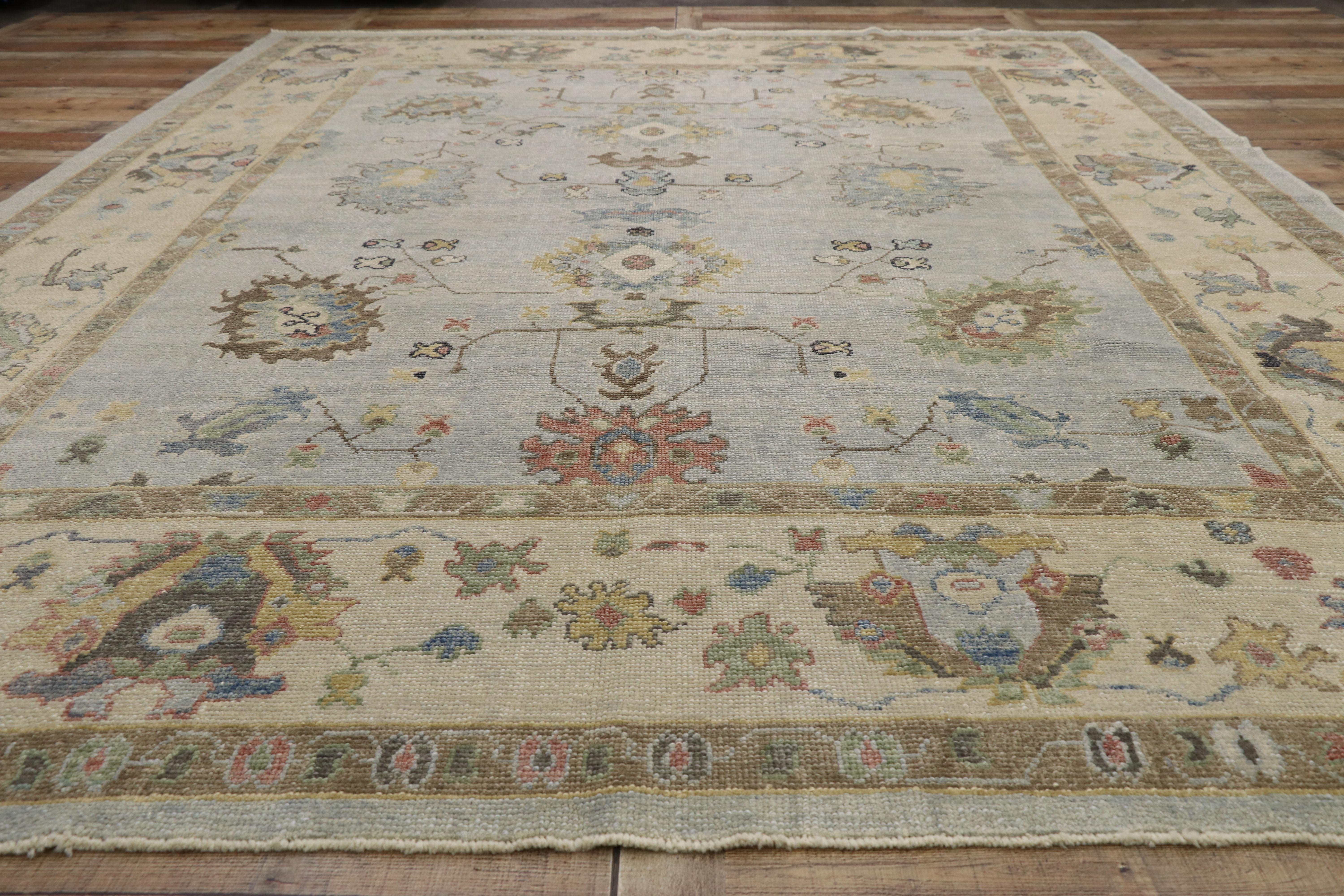 New Contemporary Turkish Oushak Rug with Transitional Style 10