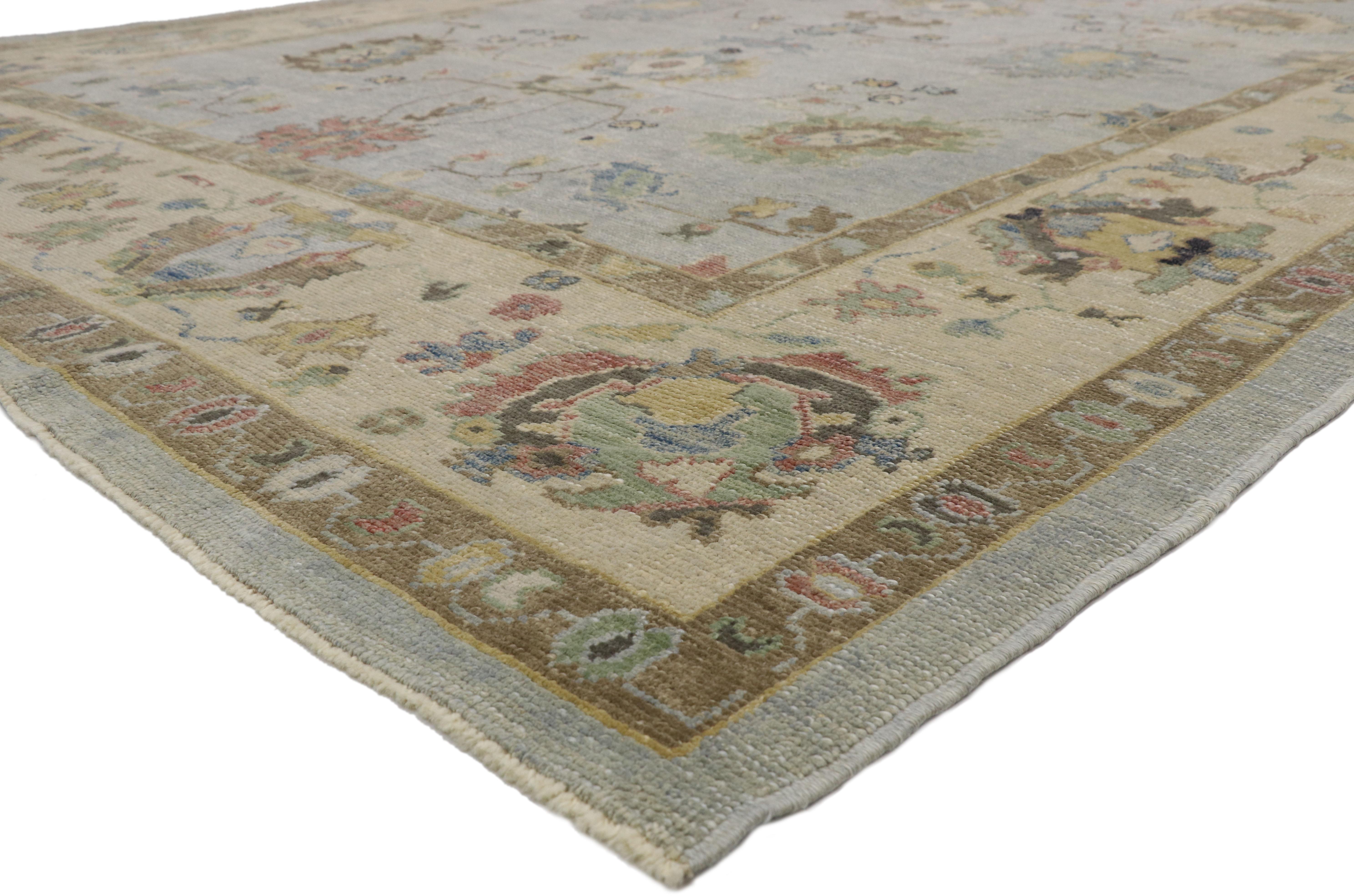 New Contemporary Turkish Oushak Rug with Transitional Style 11