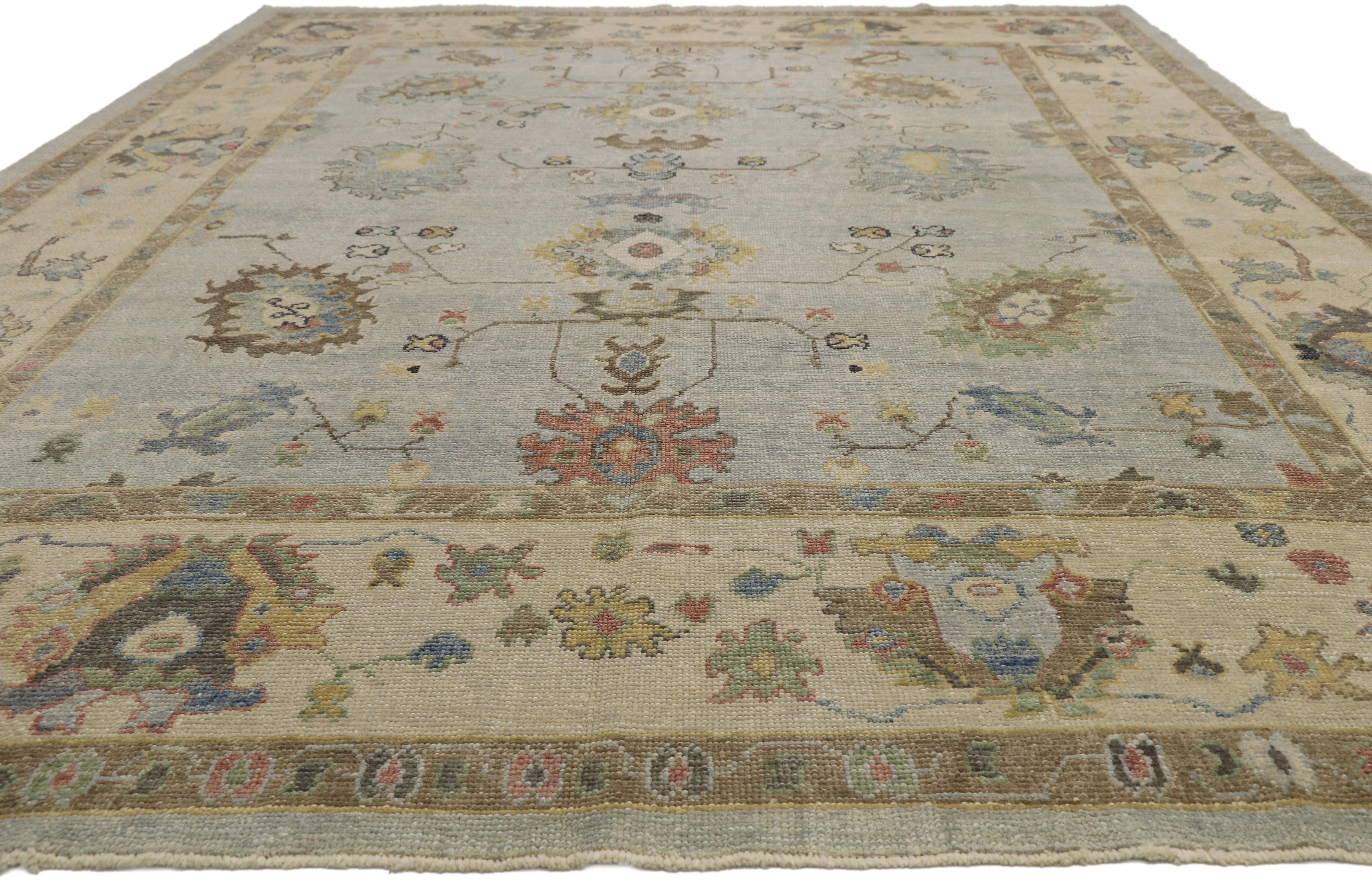 New Contemporary Turkish Oushak Rug with Transitional Style 12