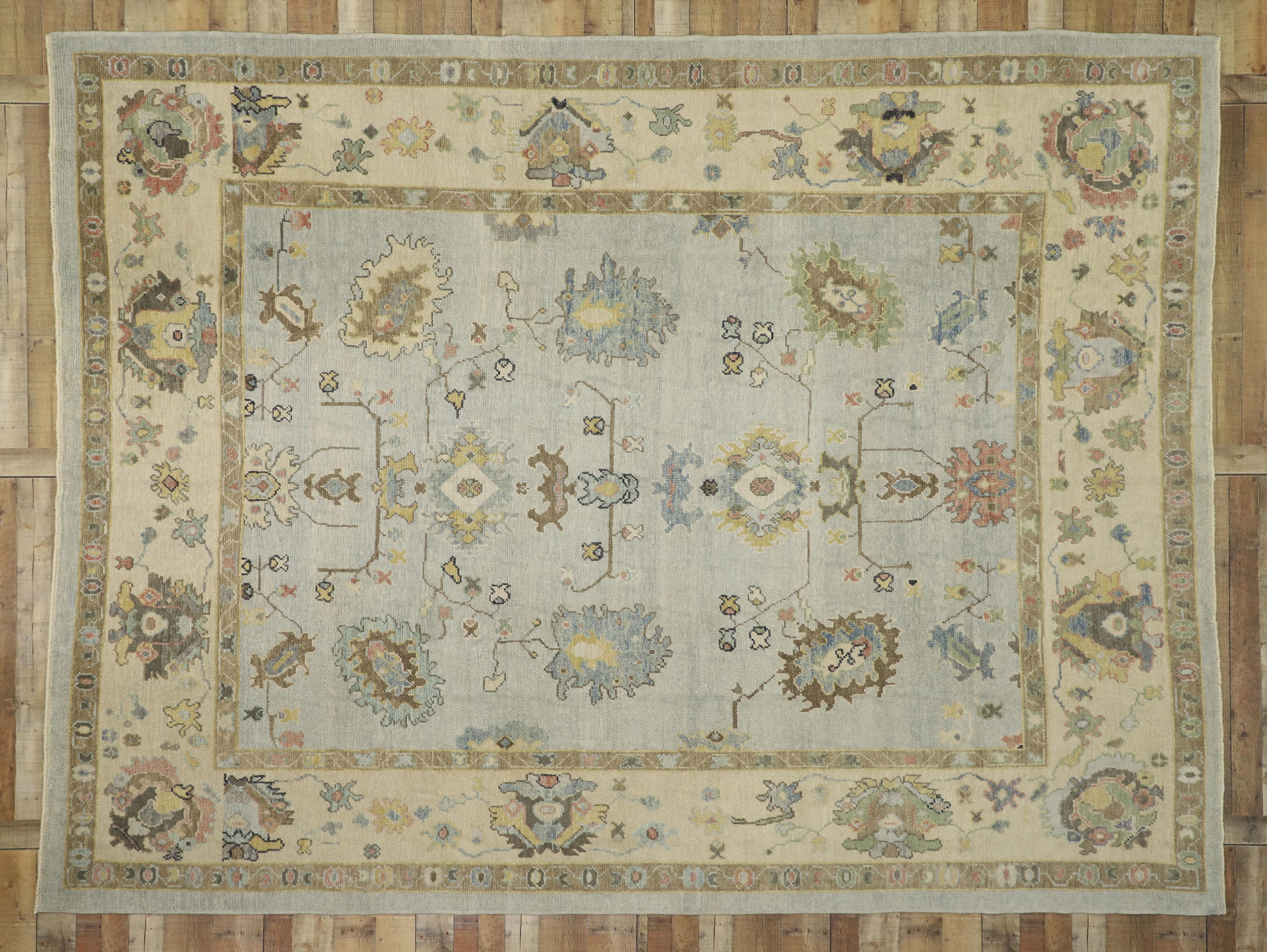 New Contemporary Turkish Oushak Rug with Transitional Style 13