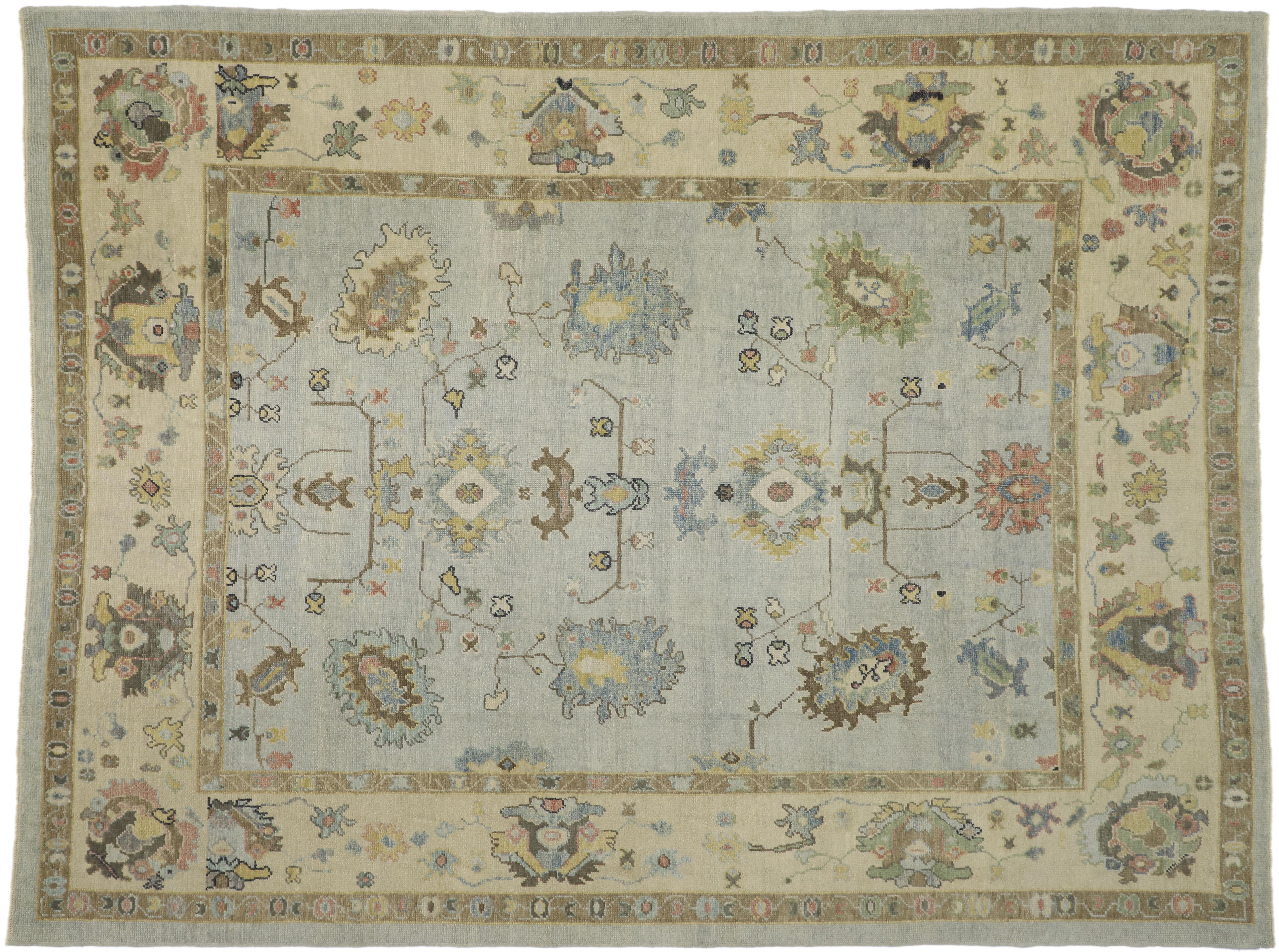 New Contemporary Turkish Oushak Rug with Transitional Style 14