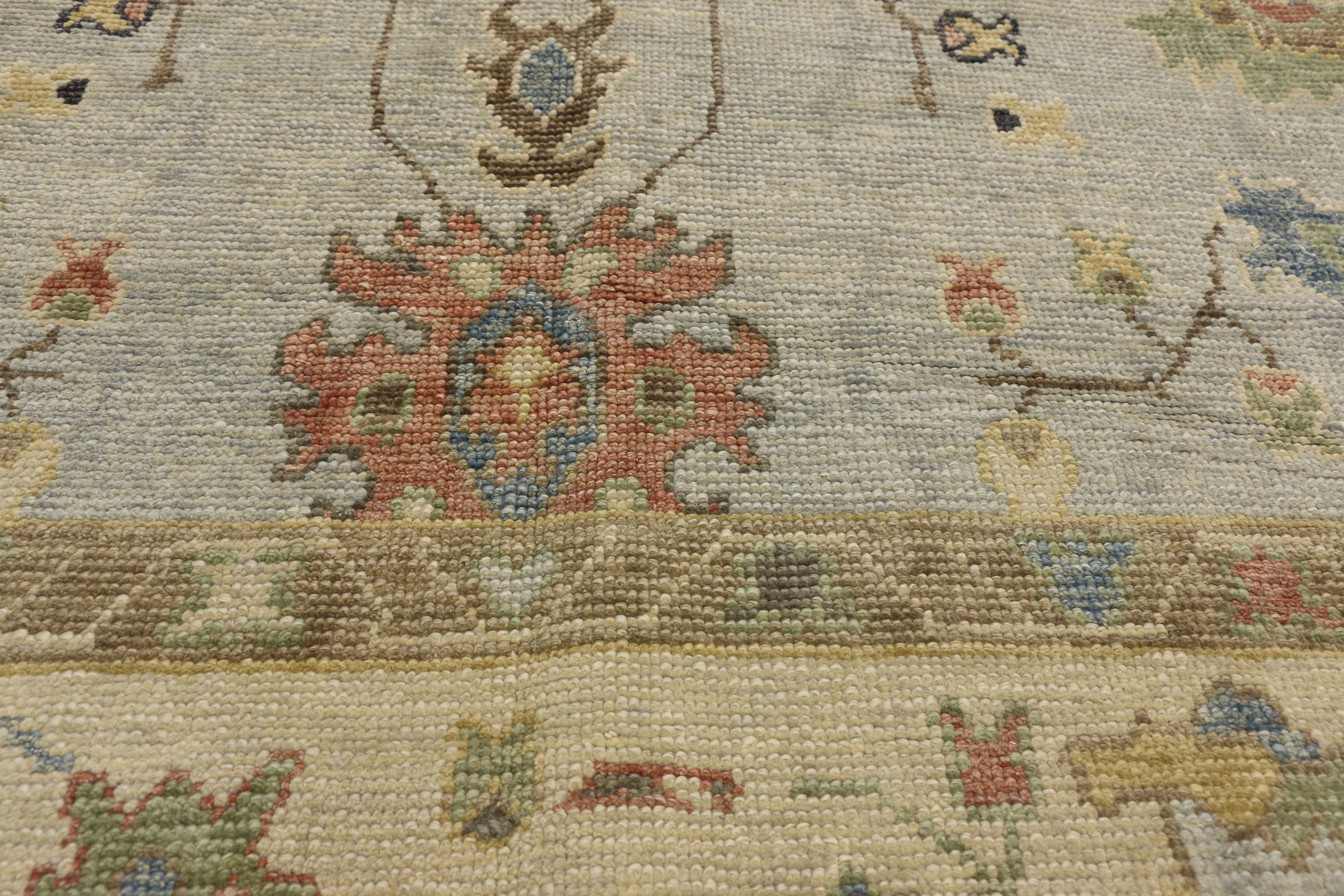 New Contemporary Turkish Oushak Rug with Transitional Style 1