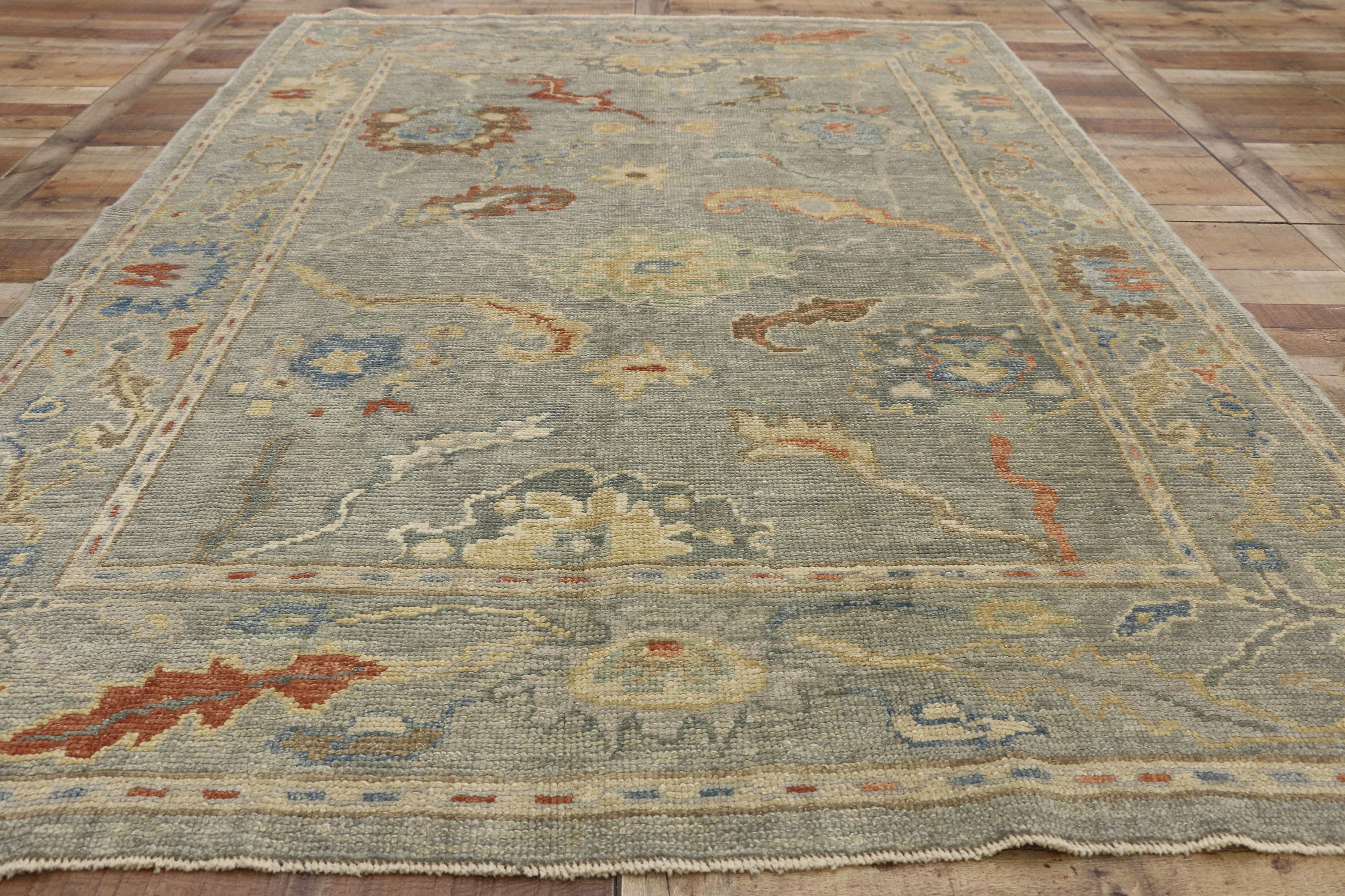 New Contemporary Turkish Oushak Rug with Transitional Style 2
