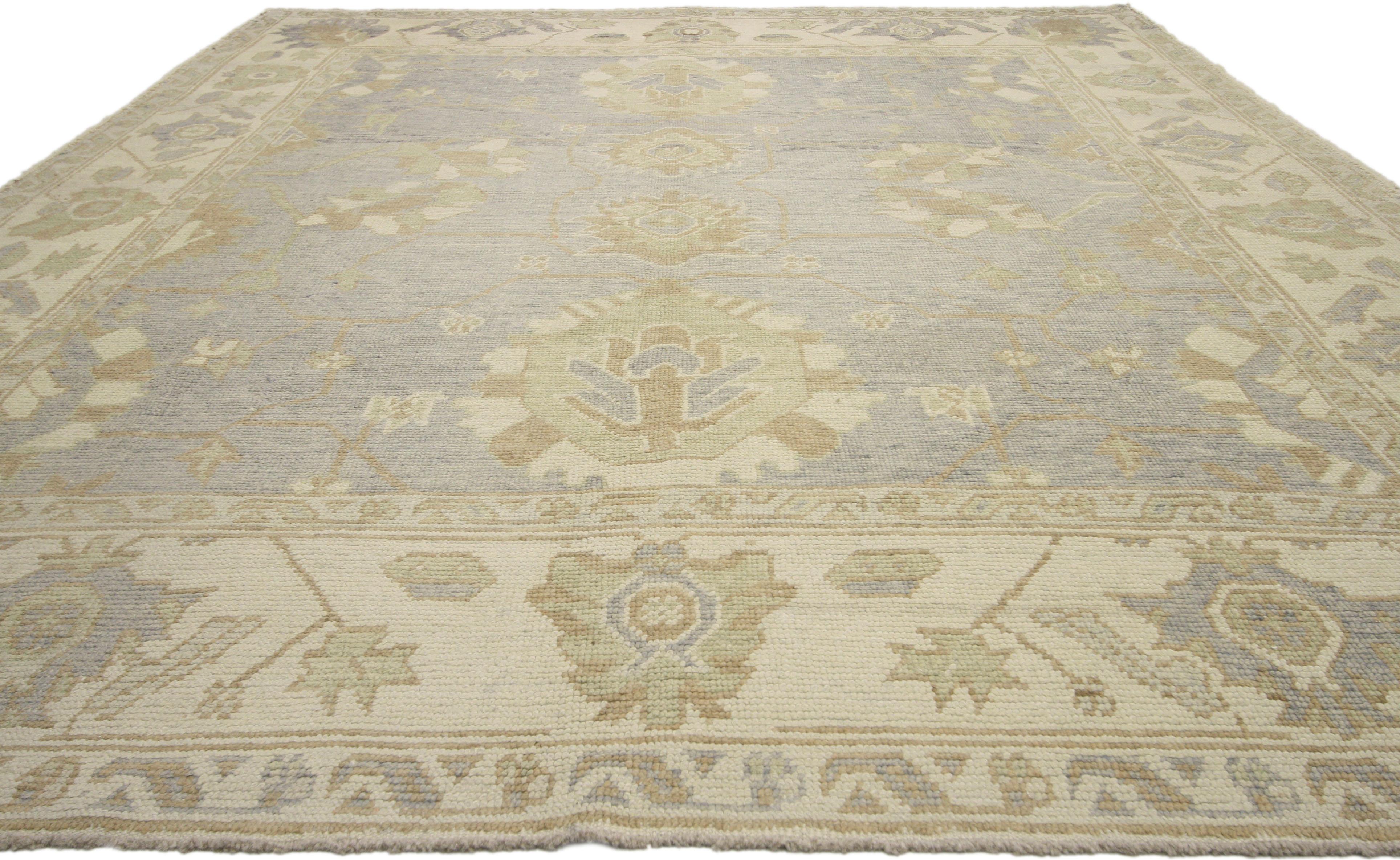 Hand-Knotted New Turkish Oushak Rug For Sale