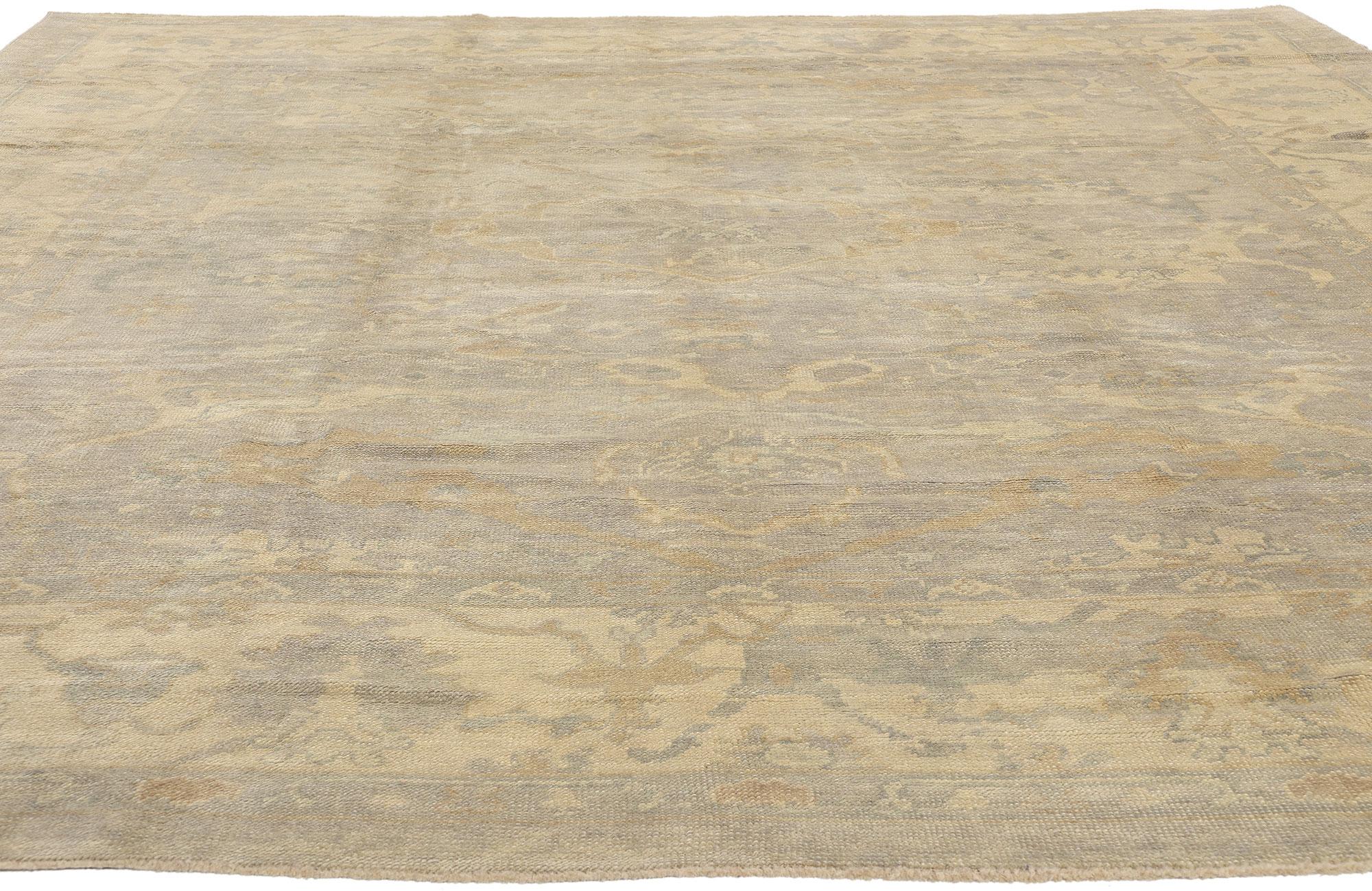 Hand-Knotted New Contemporary Turkish Oushak Rug For Sale