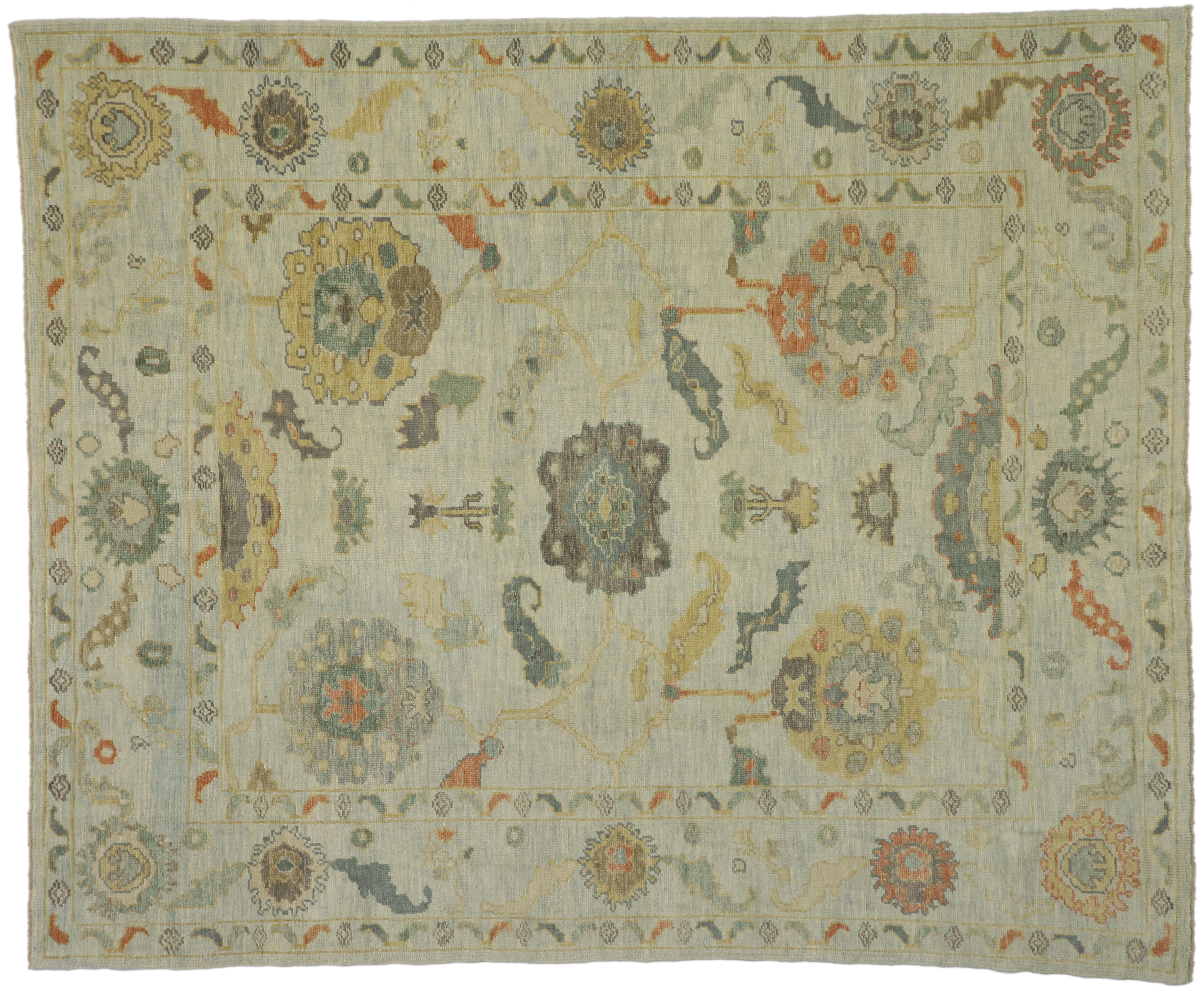 New Contemporary Turkish Oushak Rug with Transitional Style 6
