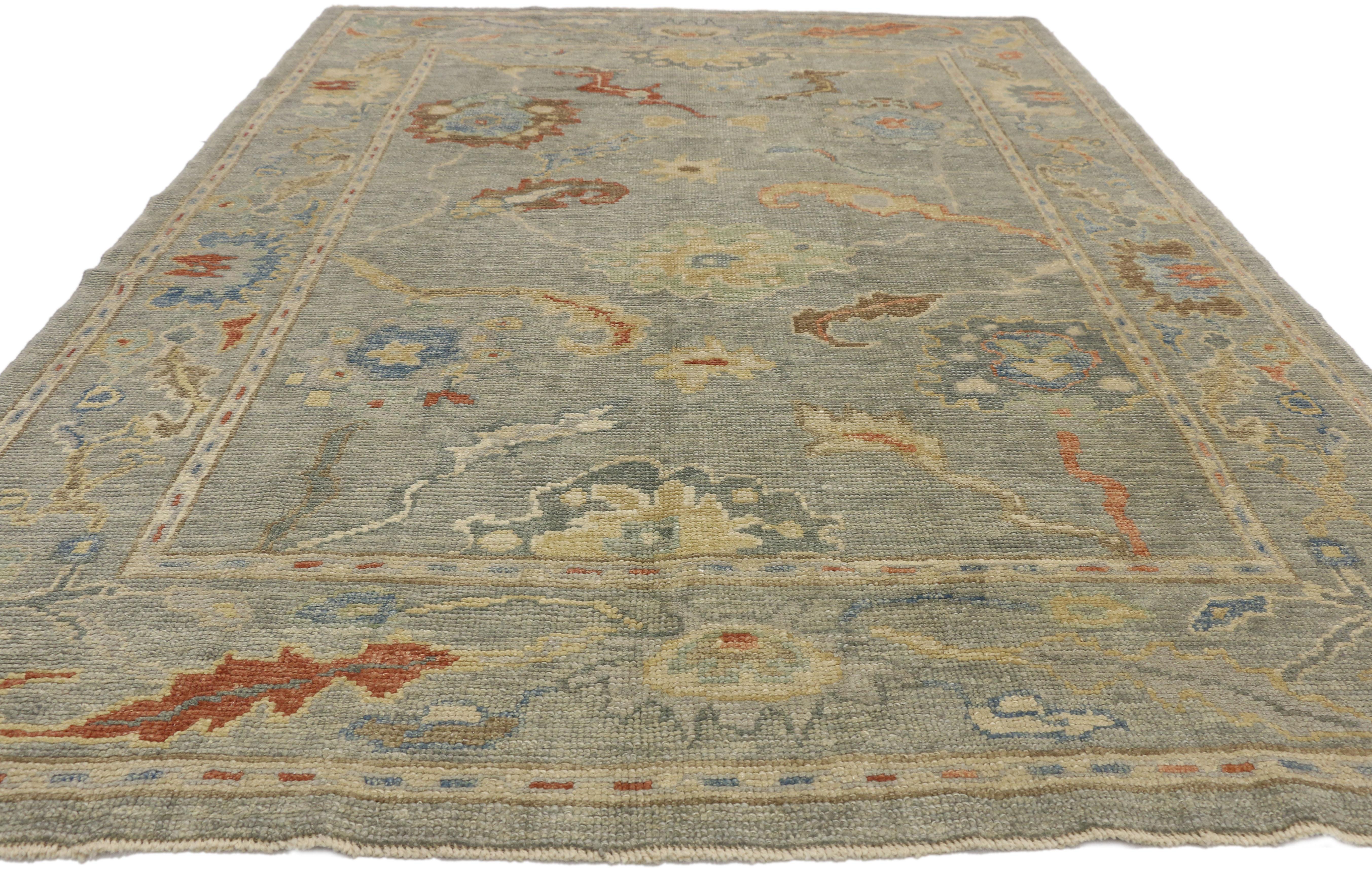 New Contemporary Turkish Oushak Rug with Transitional Style In New Condition In Dallas, TX