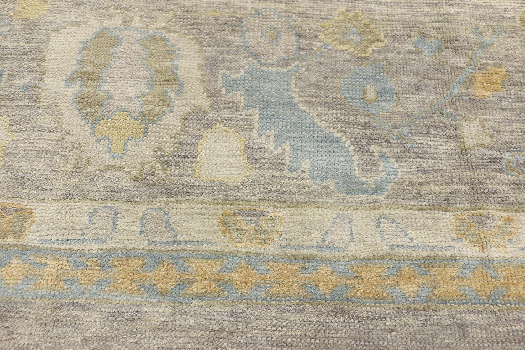 Wool New Contemporary Turkish Oushak Rug with Transitional Style