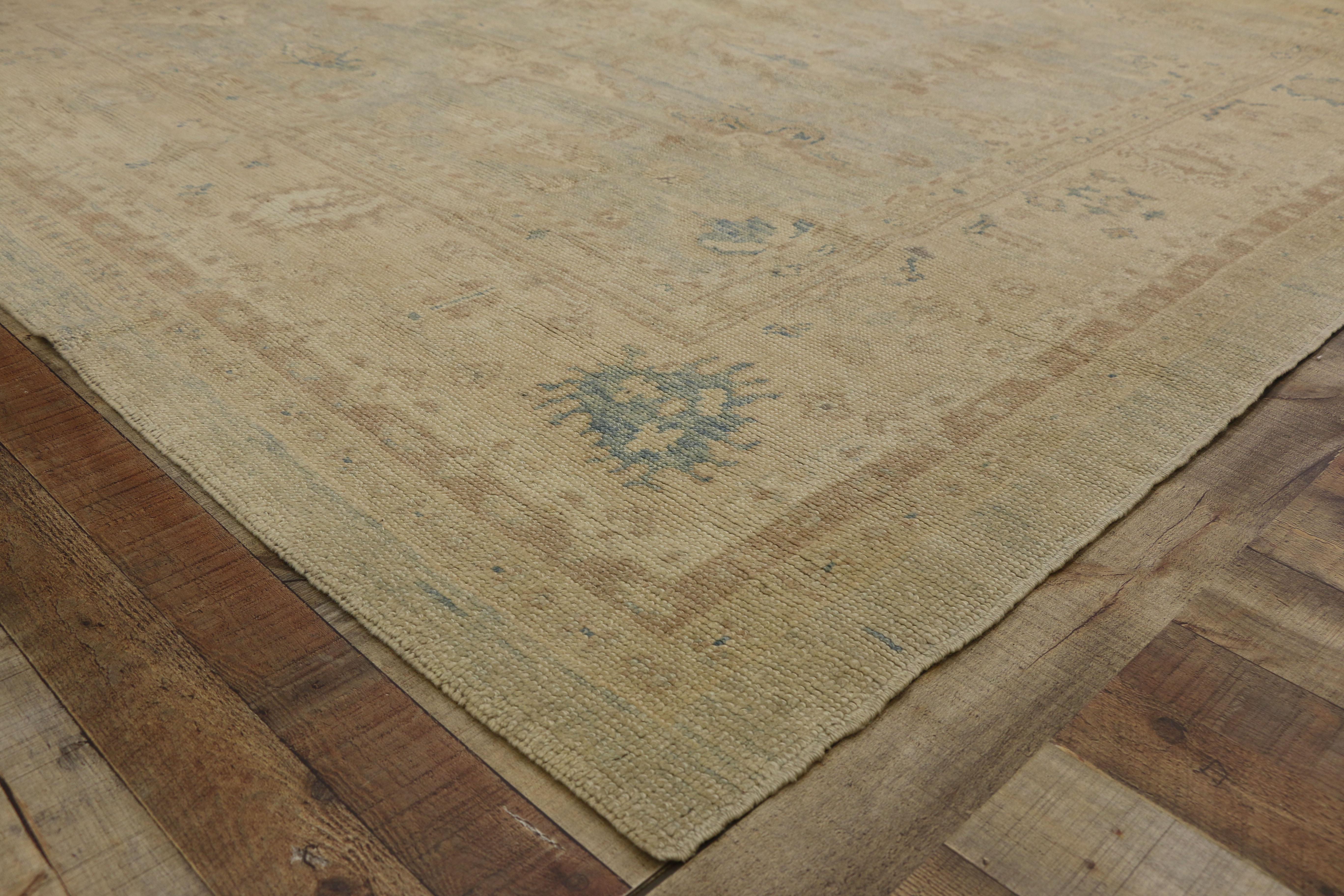 New Contemporary Turkish Oushak Rug with Transitional Style For Sale 1