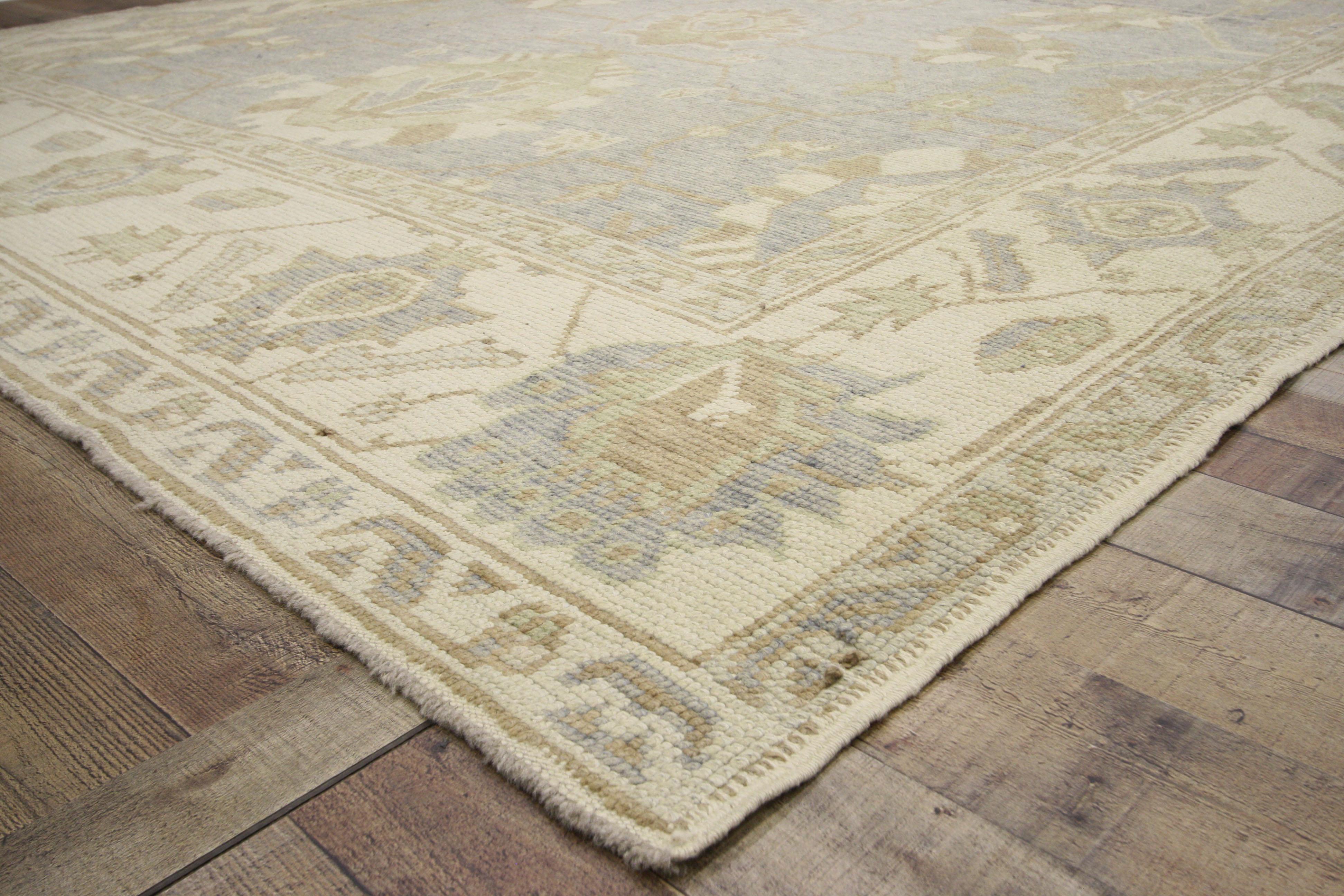 Wool New Turkish Oushak Rug For Sale