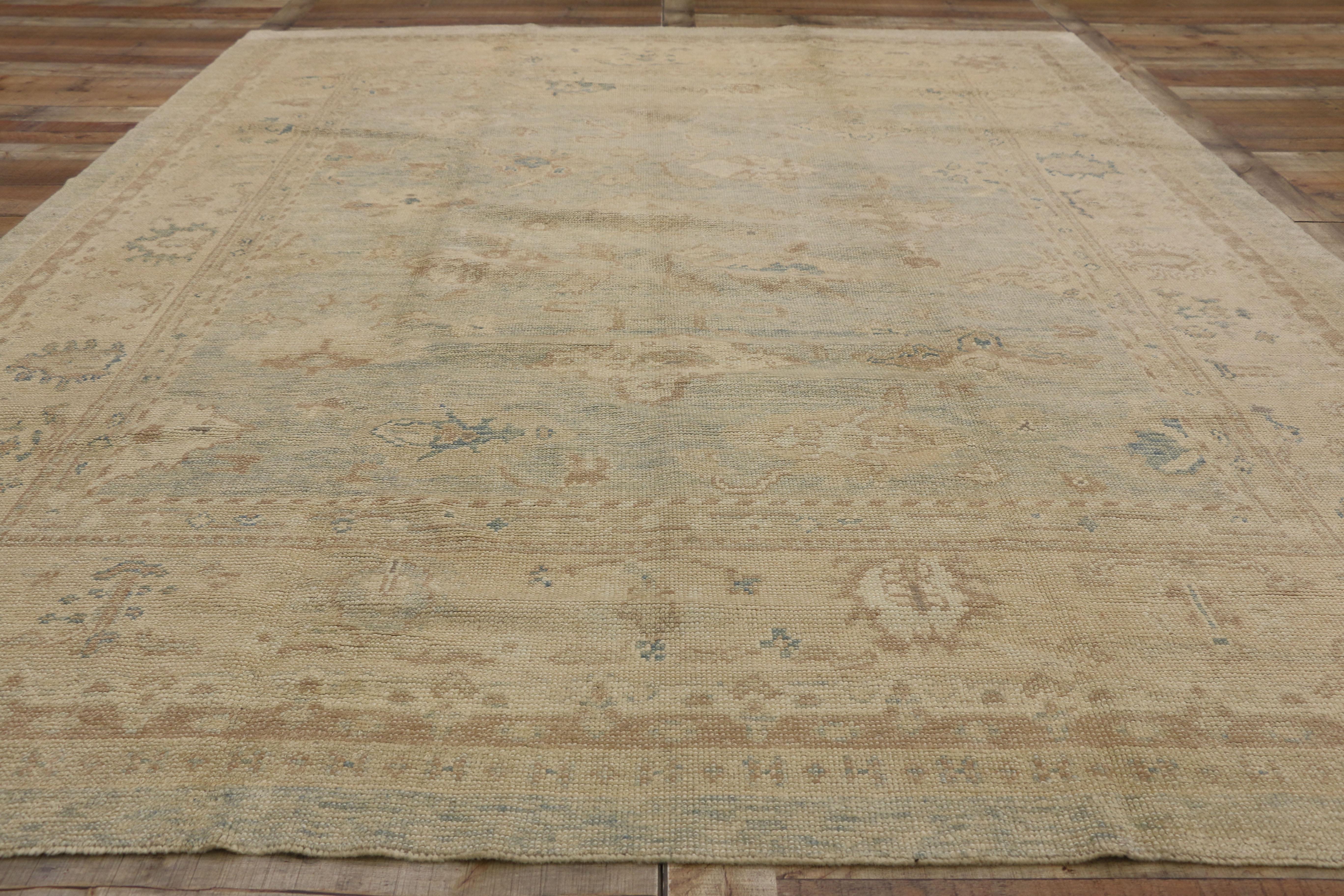 New Contemporary Turkish Oushak Rug with Transitional Style For Sale 2