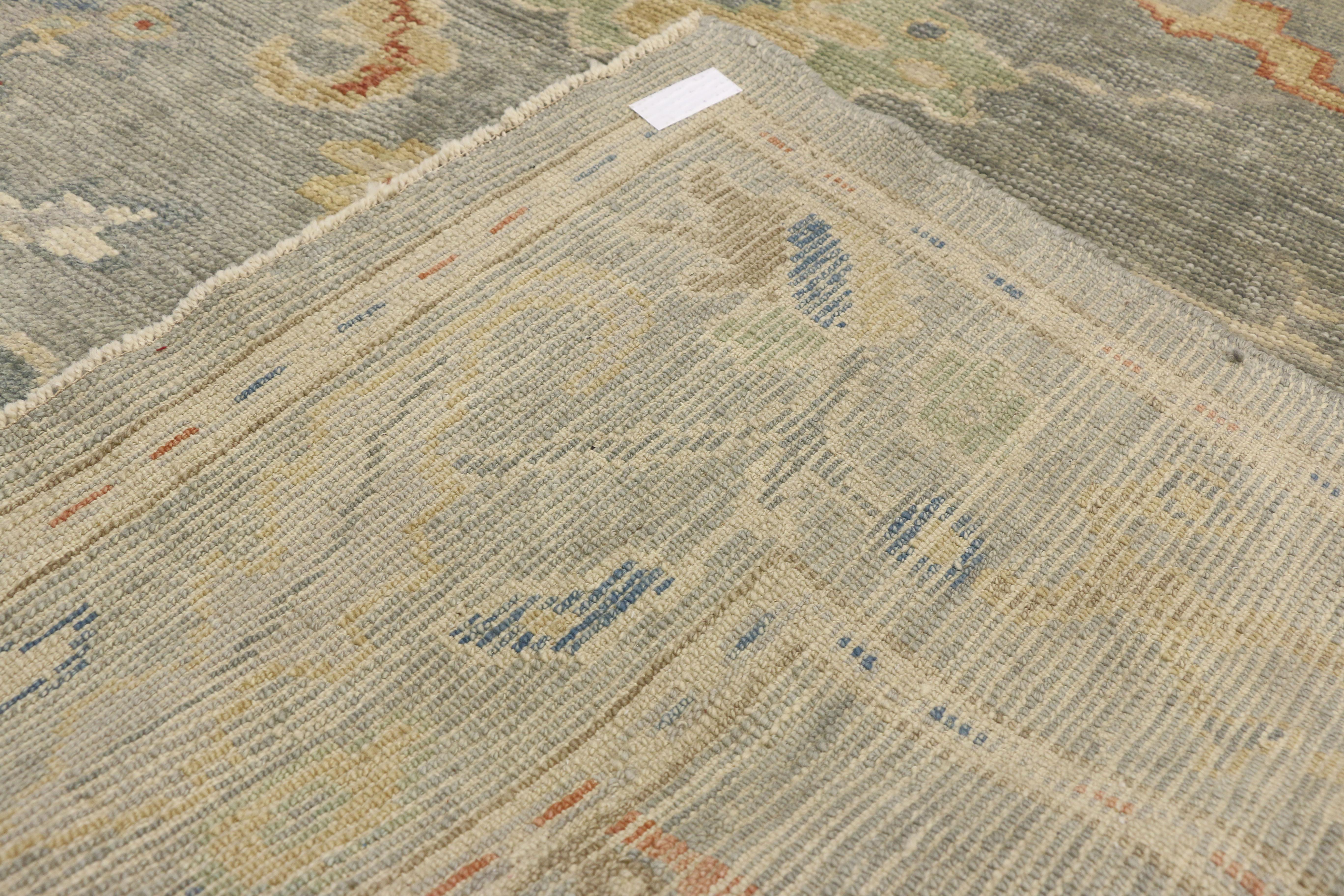 New Contemporary Turkish Oushak Rug with Transitional Style 1