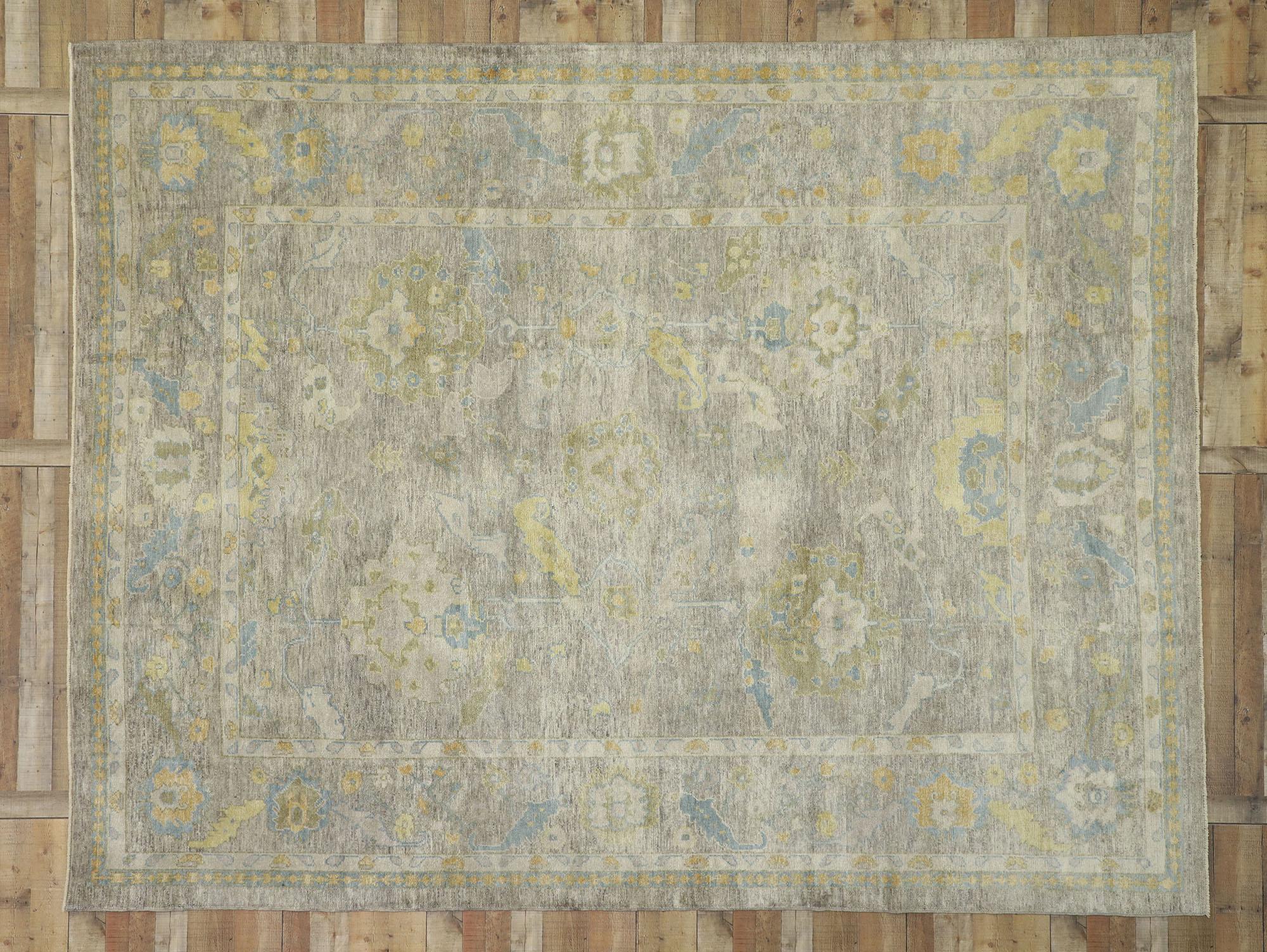 New Contemporary Turkish Oushak Rug with Transitional Style 3