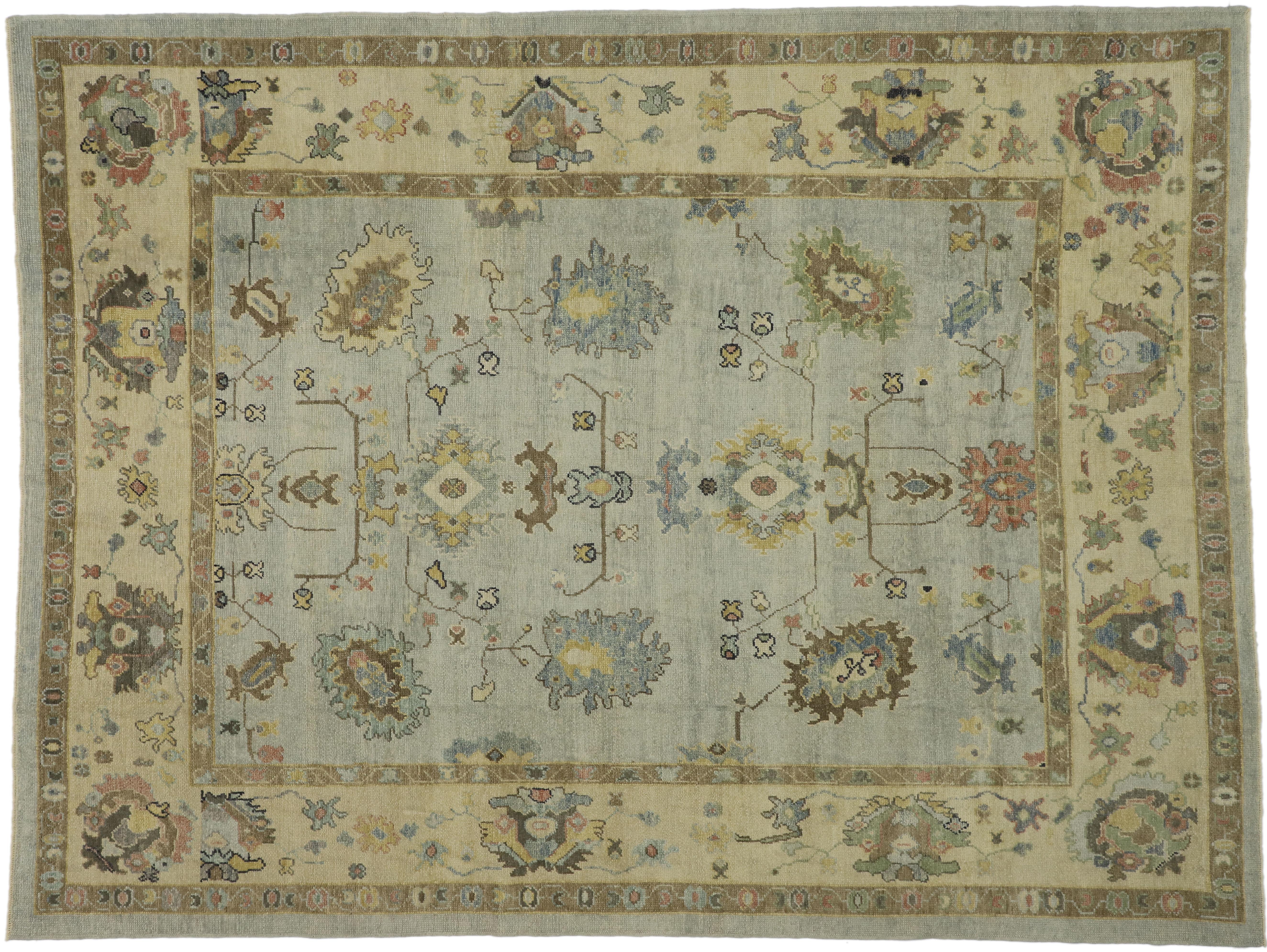 New Contemporary Turkish Oushak Rug with Transitional Style 6