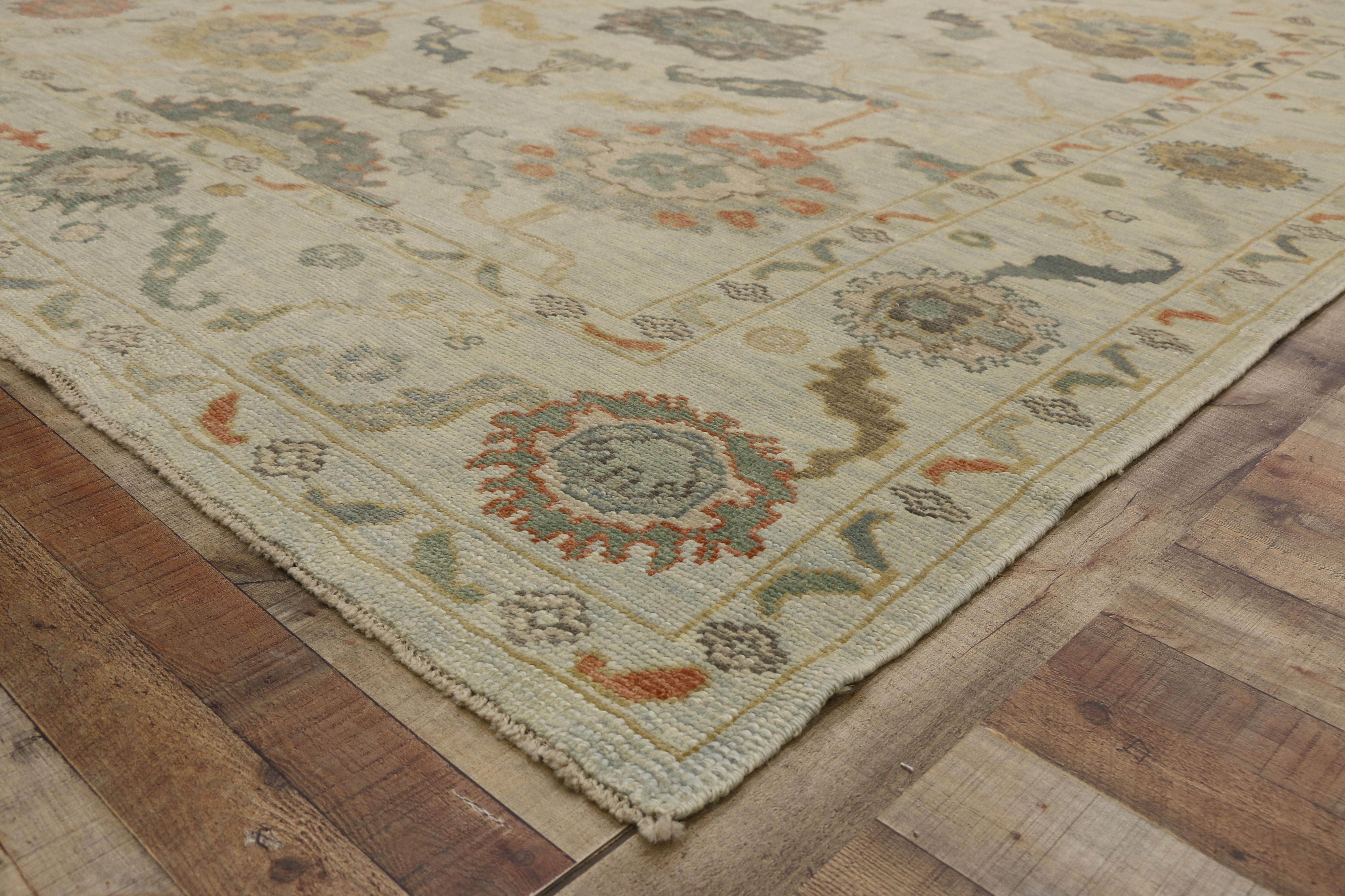New Contemporary Turkish Oushak Rug with Transitional Style 3