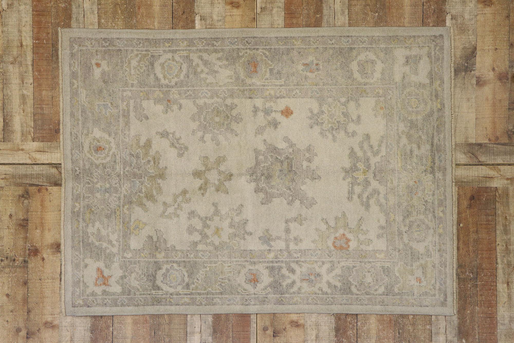 New Contemporary Turkish Oushak Rug with Transitional Style For Sale 3