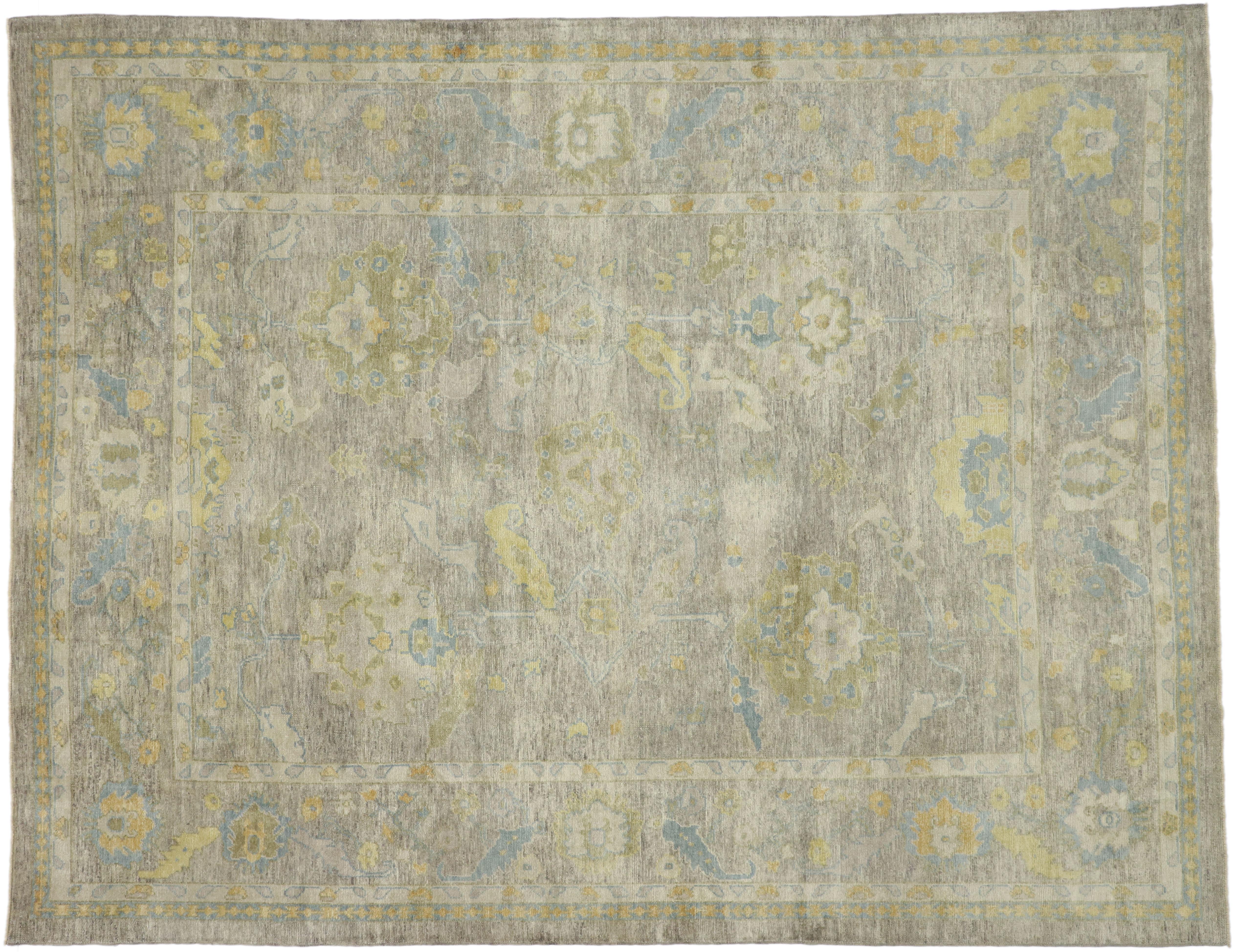 New Contemporary Turkish Oushak Rug with Transitional Style 4