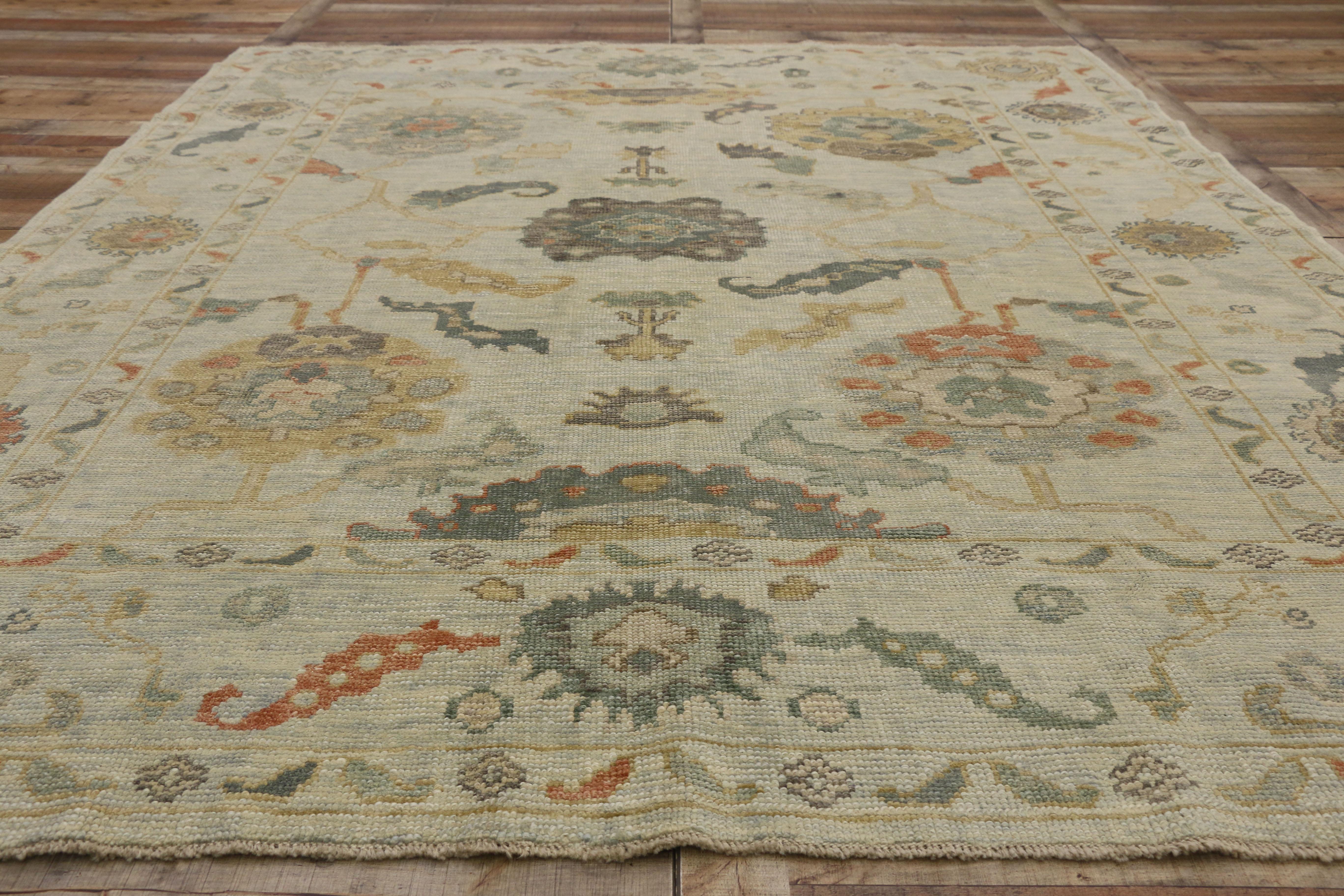 New Contemporary Turkish Oushak Rug with Transitional Style 4