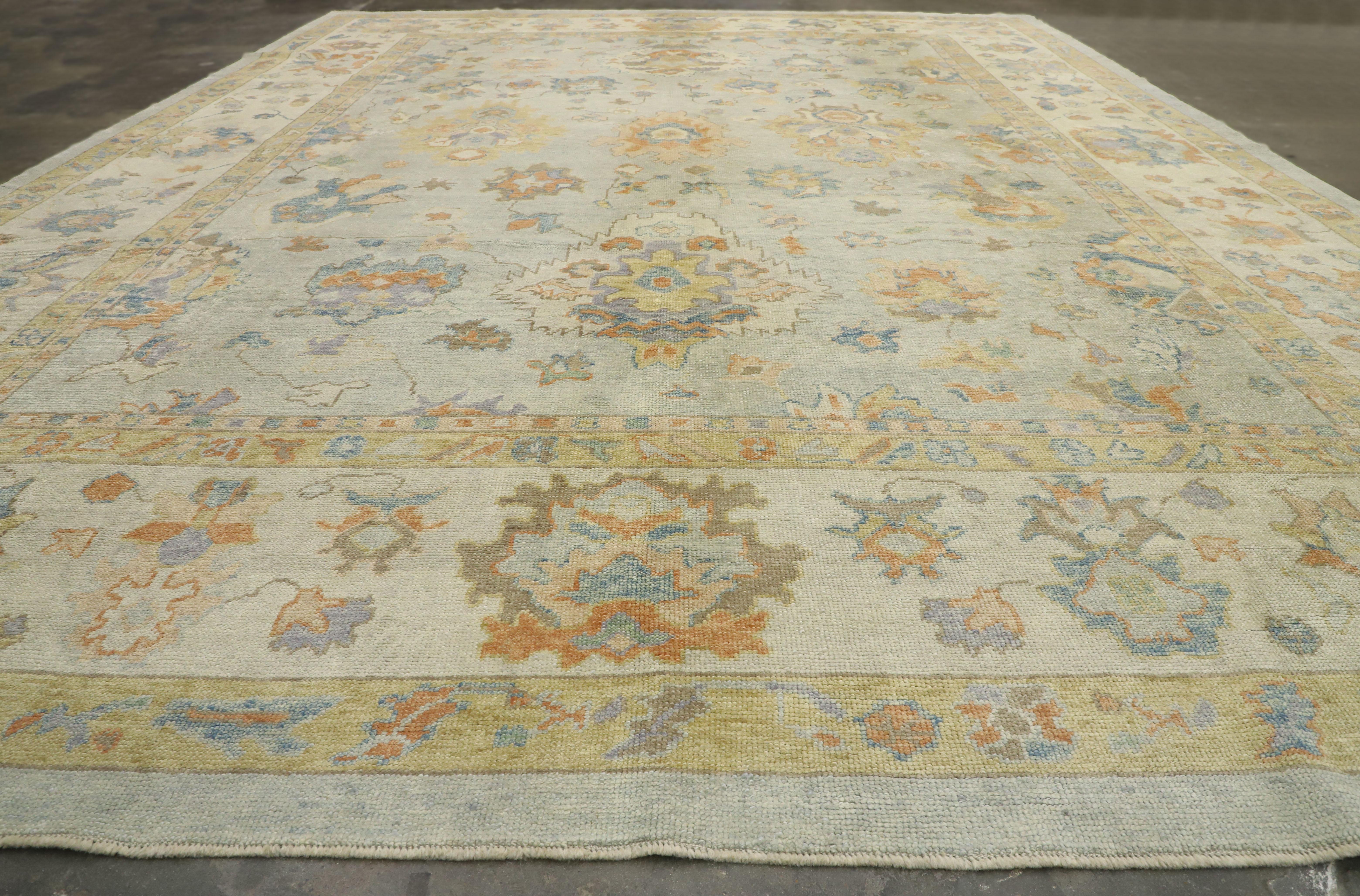 New Contemporary Turkish Oushak Rug with Transitional Style For Sale 4