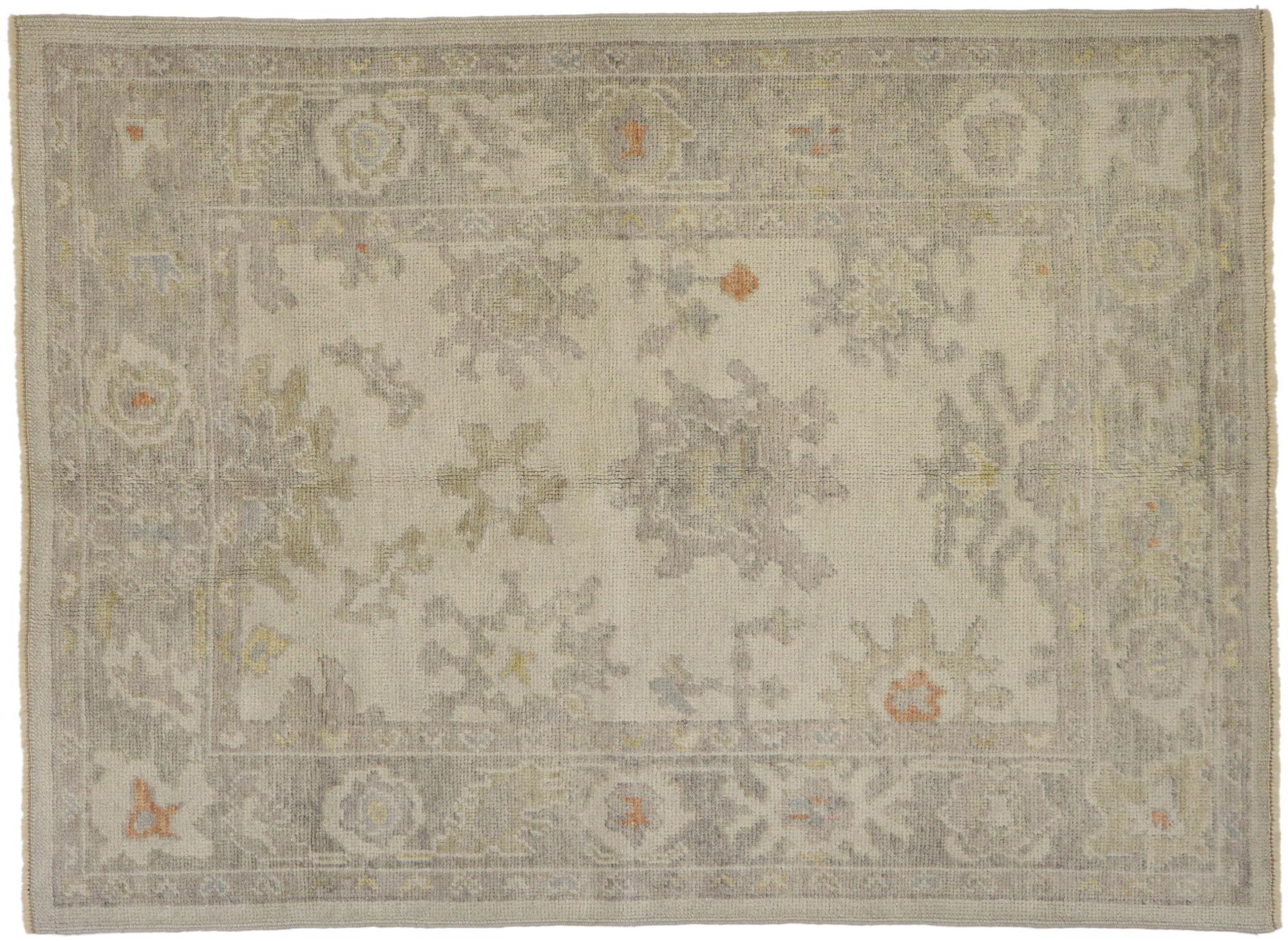 New Contemporary Turkish Oushak Rug with Transitional Style For Sale 4