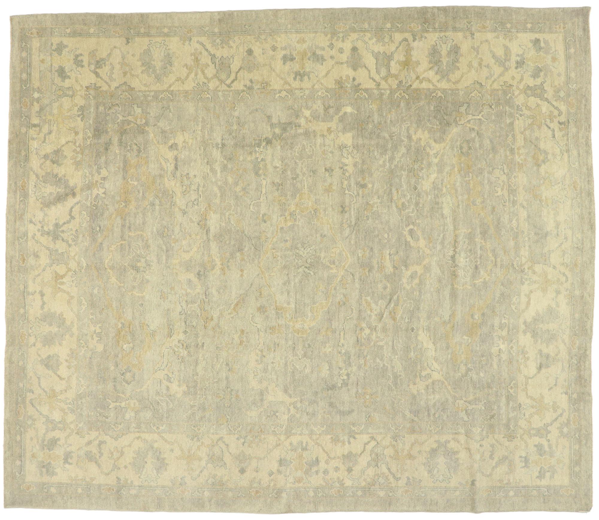 New Contemporary Turkish Oushak Rug with Transitional Style  For Sale 4