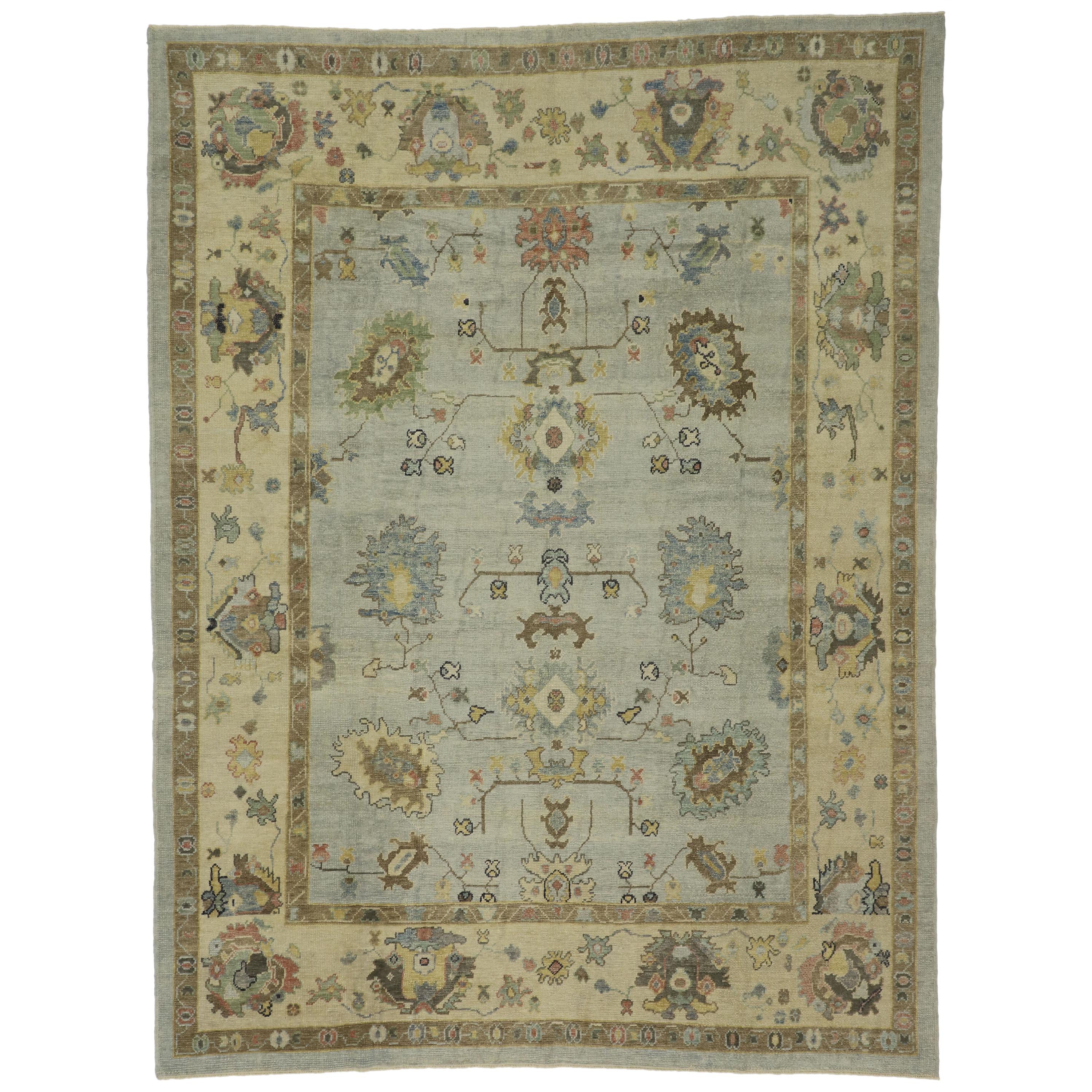 New Contemporary Turkish Oushak Rug with Transitional Style