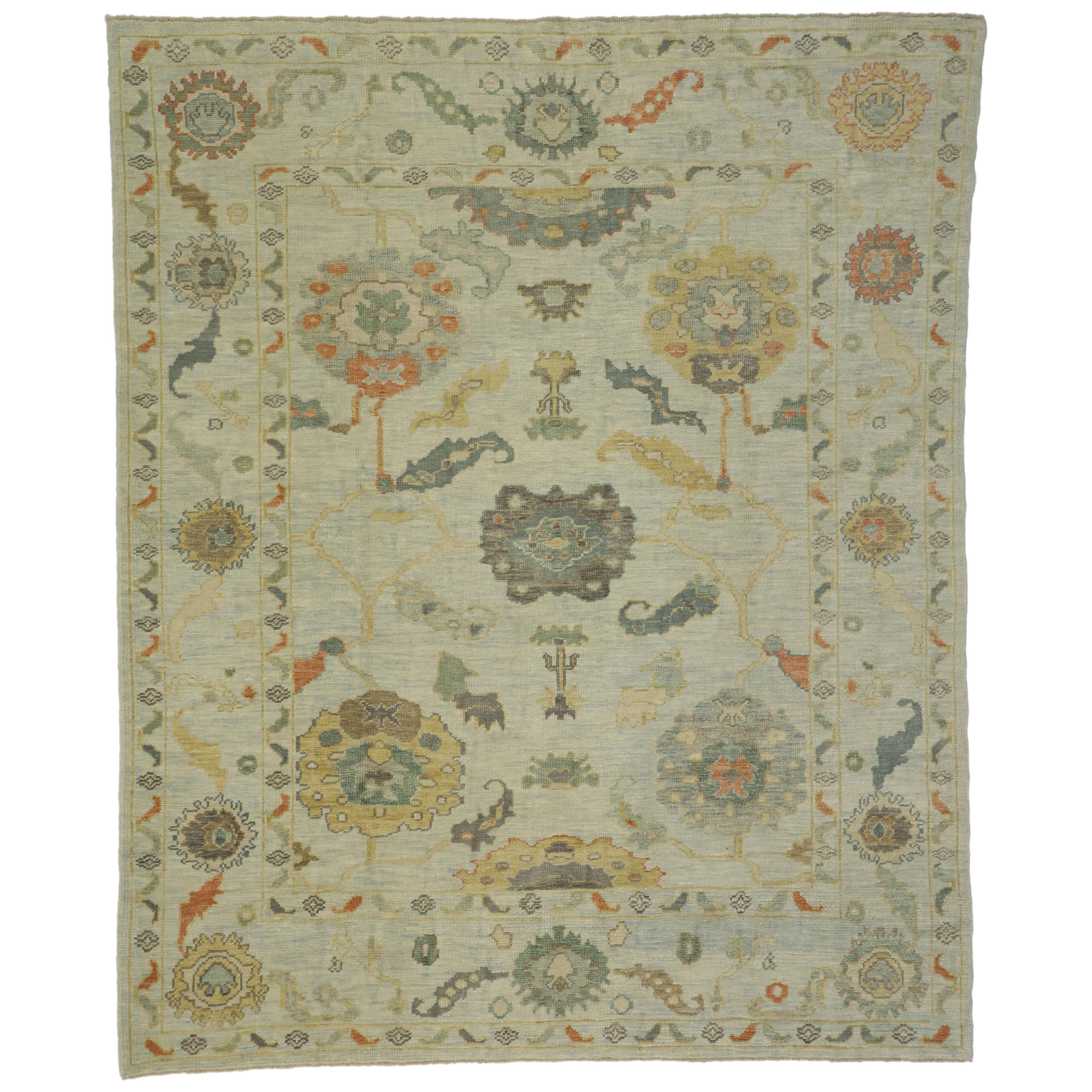 New Contemporary Turkish Oushak Rug with Transitional Style