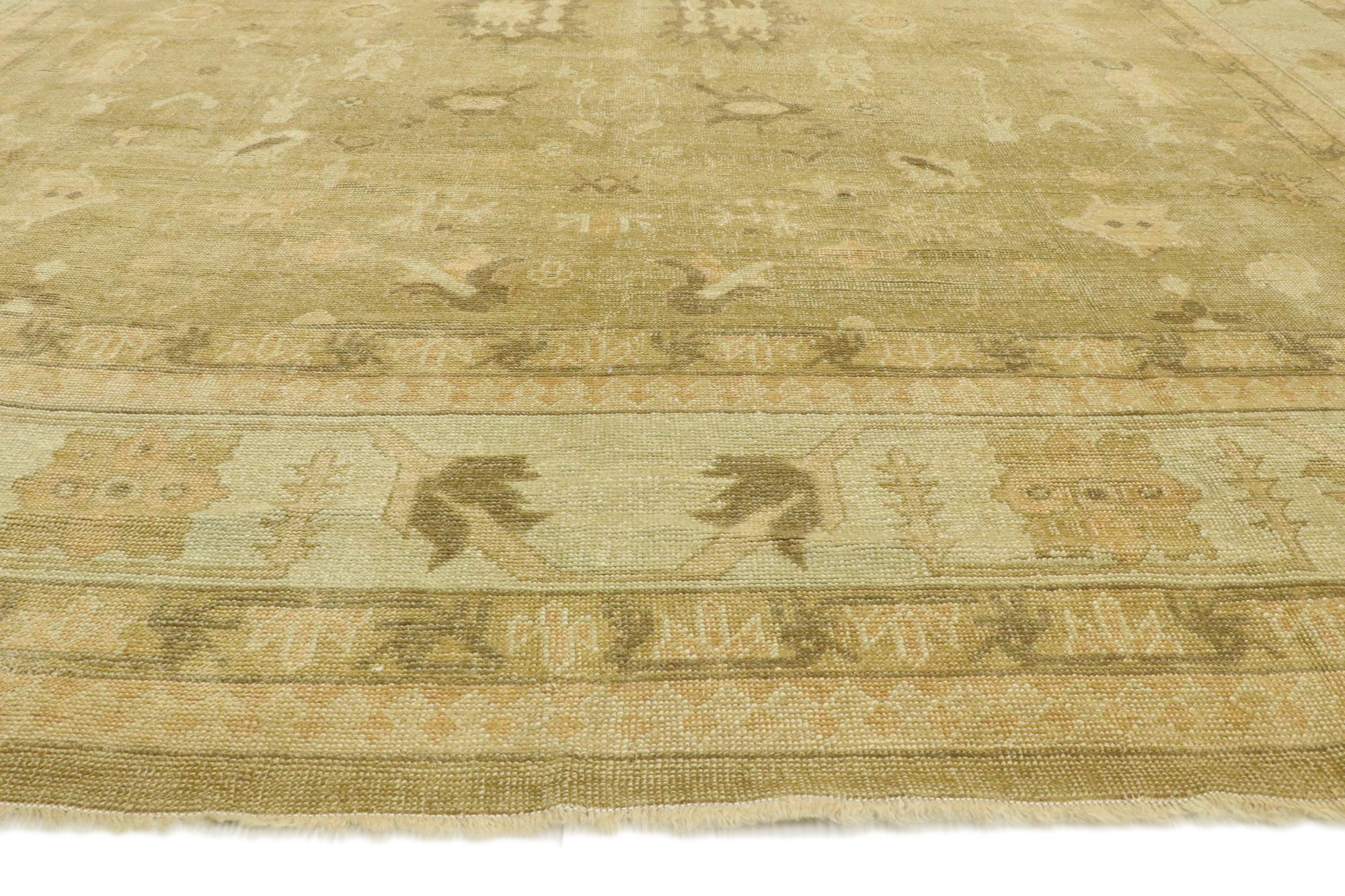 Zeitgenössischer türkischer Oushak-Teppich im Übergangsstil in neutralen Farben im Angebot 3