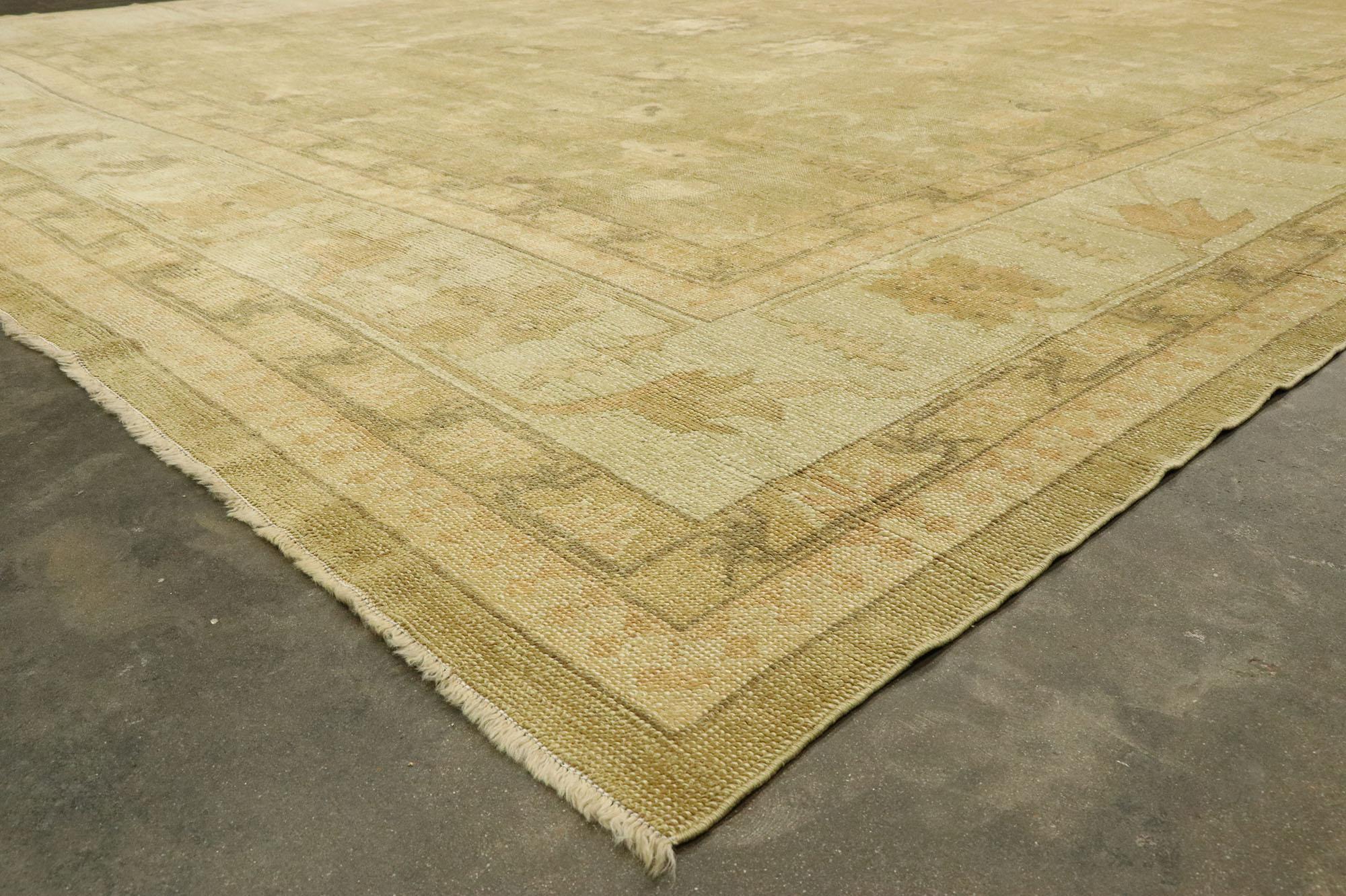 New Contemporary Turkish Oushak Rug with Transitional Style in Neutral Colors For Sale 1
