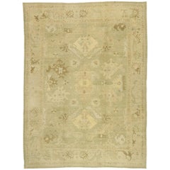 Modern Oushak Turkish Rug with Light Earth-Tone Colors