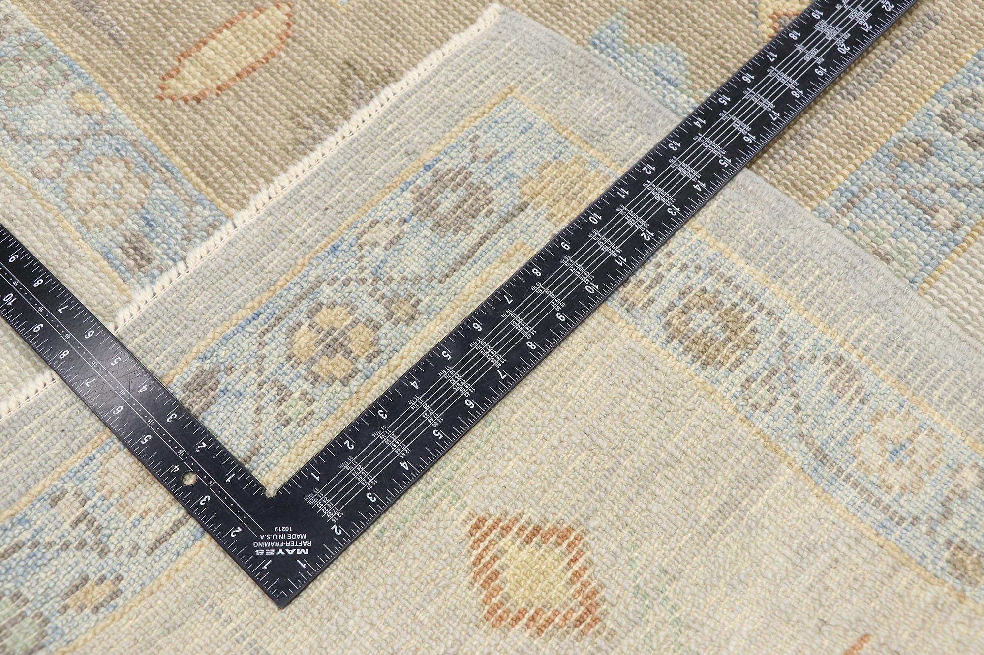 Wool New Contemporary Turkish Oushak Rug with Transitional Tribal Style For Sale