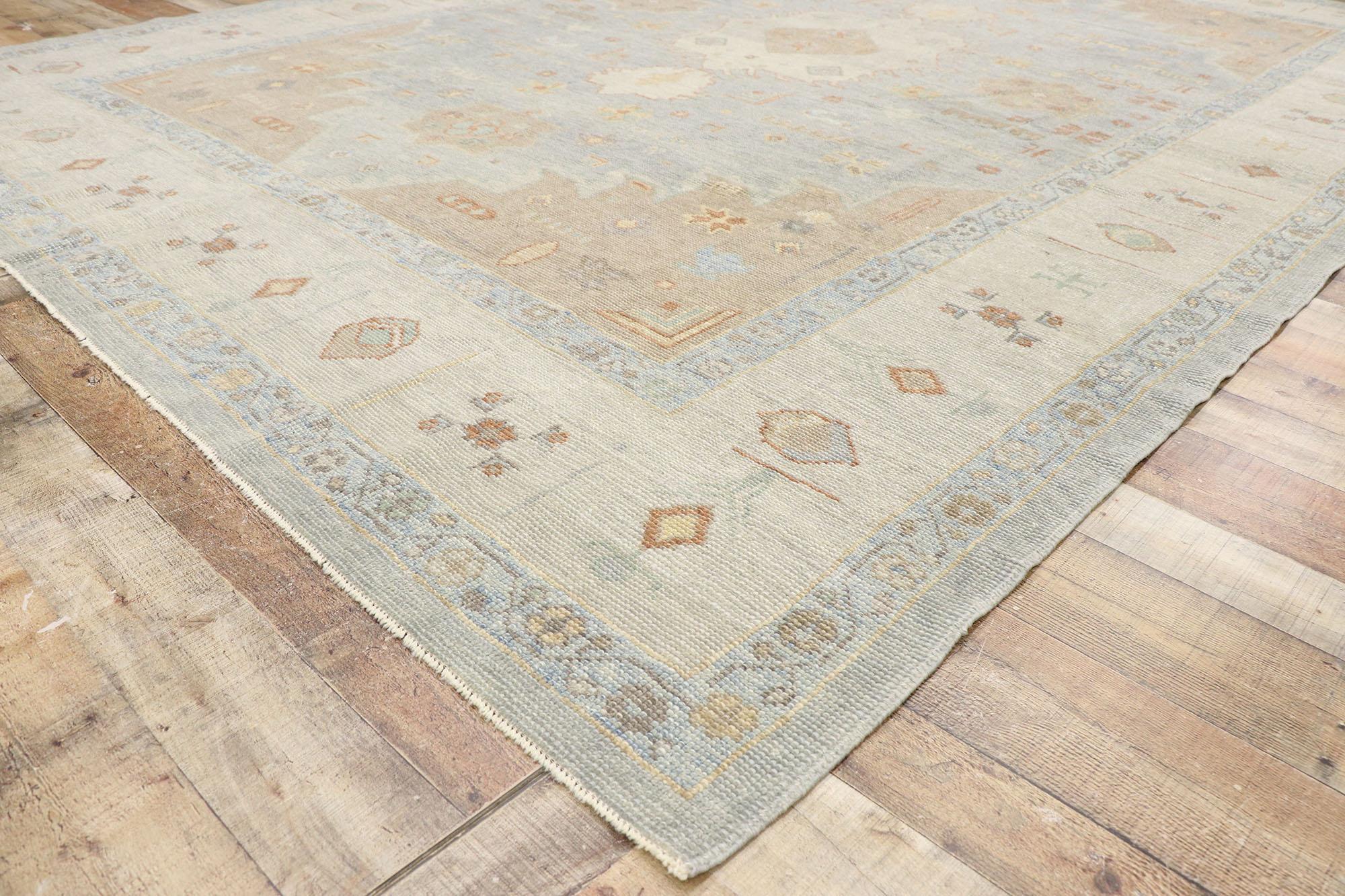 New Contemporary Turkish Oushak Rug with Transitional Tribal Style For Sale 1