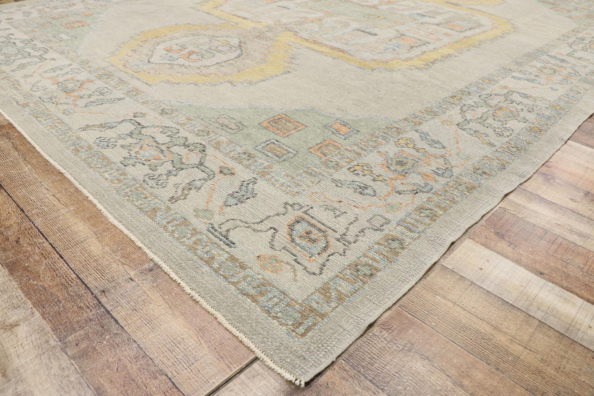 New Contemporary Turkish Oushak Rug with Transitional Tribal Style For Sale 1