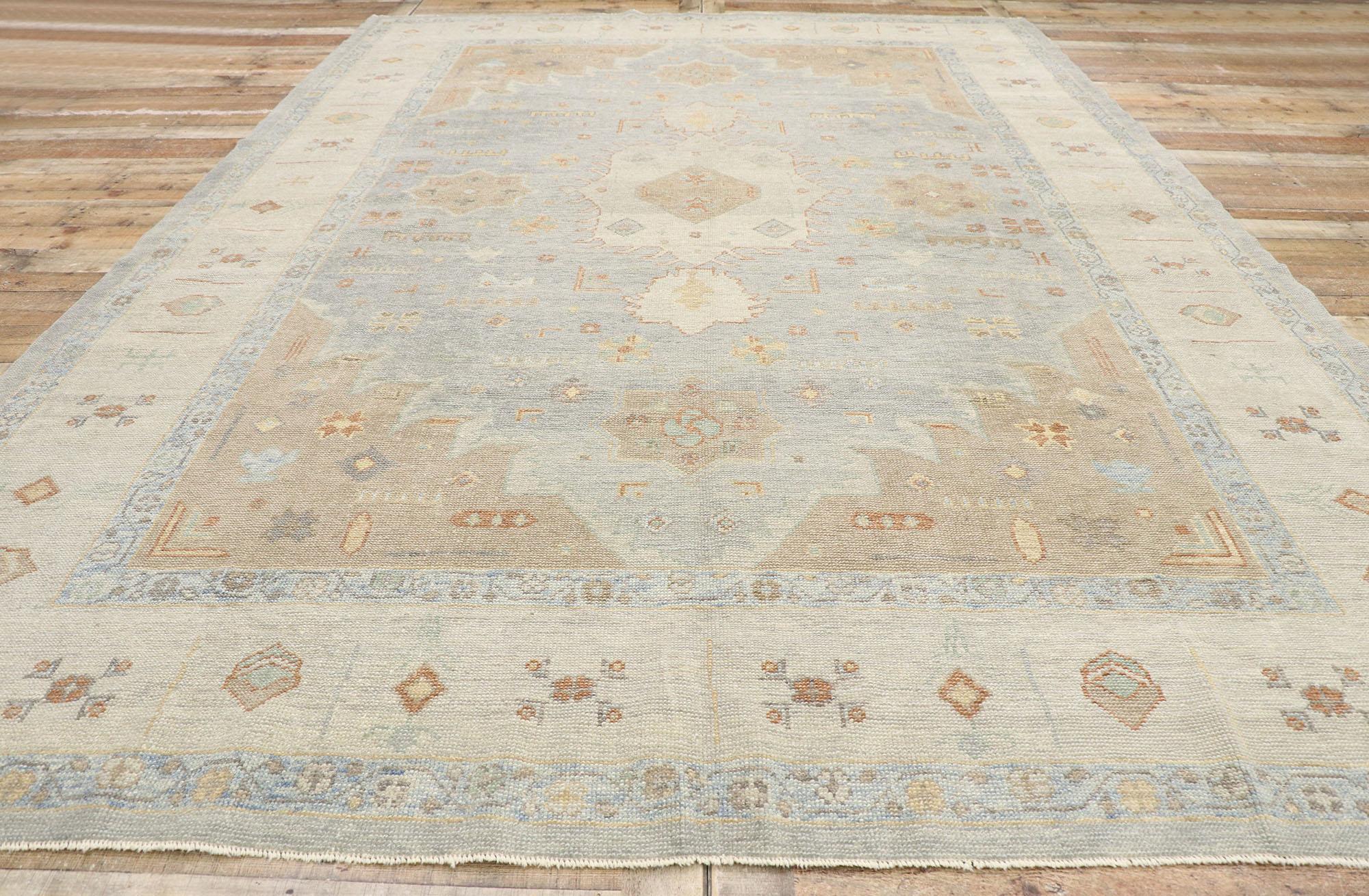 New Contemporary Turkish Oushak Rug with Transitional Tribal Style For Sale 2